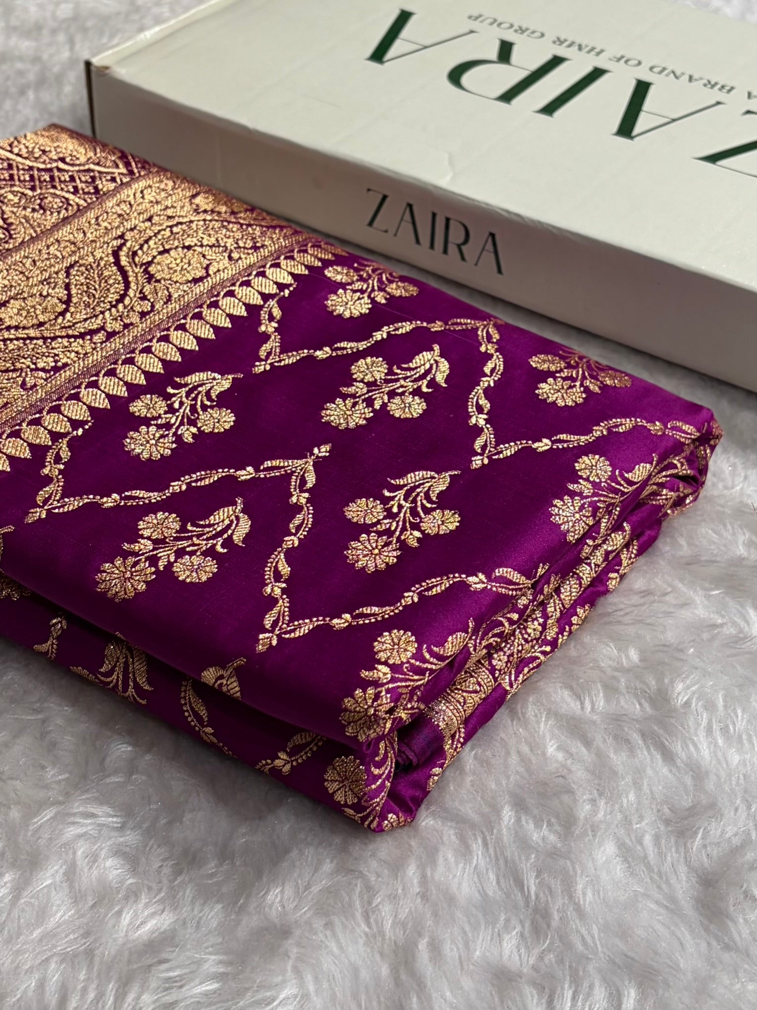 Magenta with Boota Pattern Satin Katan Silk Saree SK67