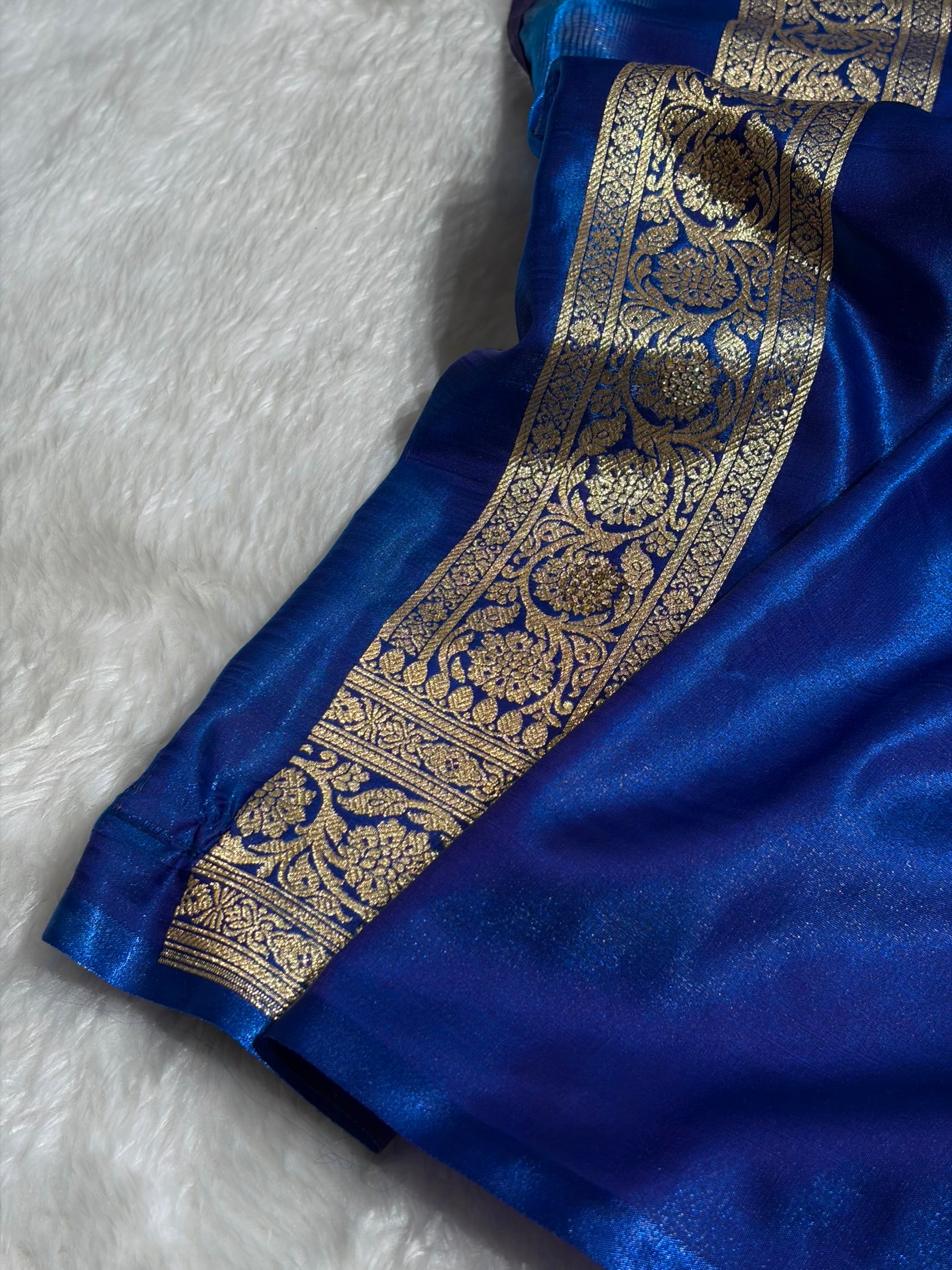 Birdal Cross Royal Blue Satin Silk Booti With Swarovski Work BSS01 (w)