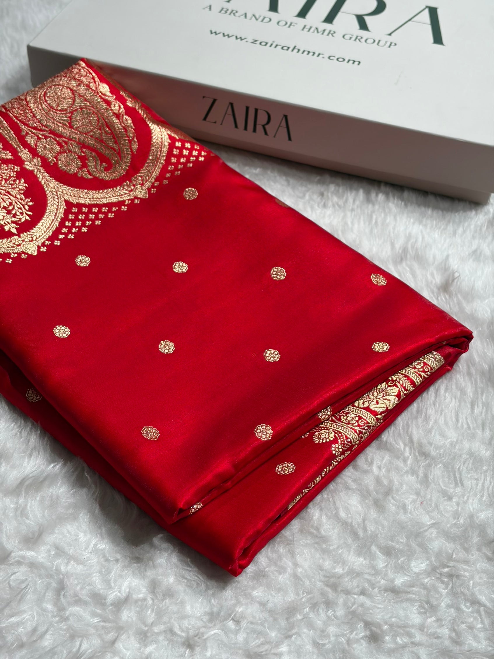 Satin Silk Saree Banarasi Booti in Red Shades SS29