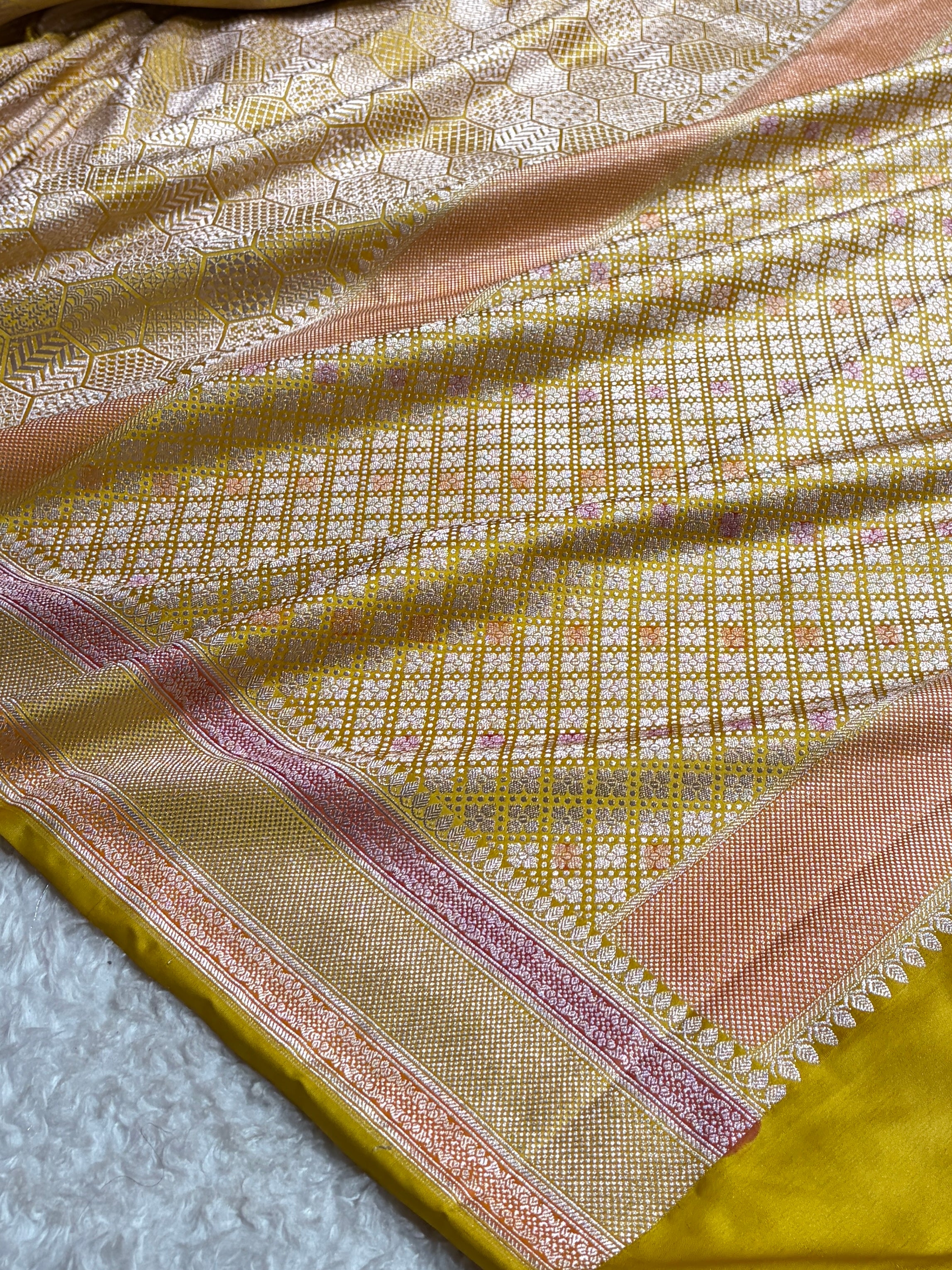 Gold Shades Minakari Brocade Mashru Silk Saree MS85