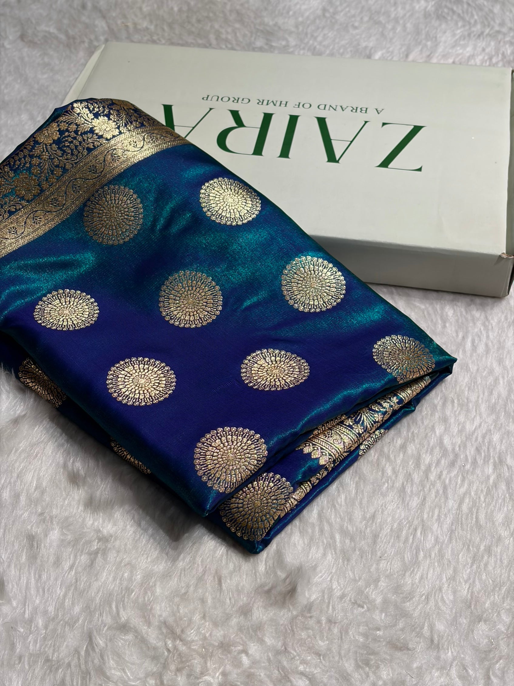 Peacock Shades Banarasi Satin Silk Saree SS33