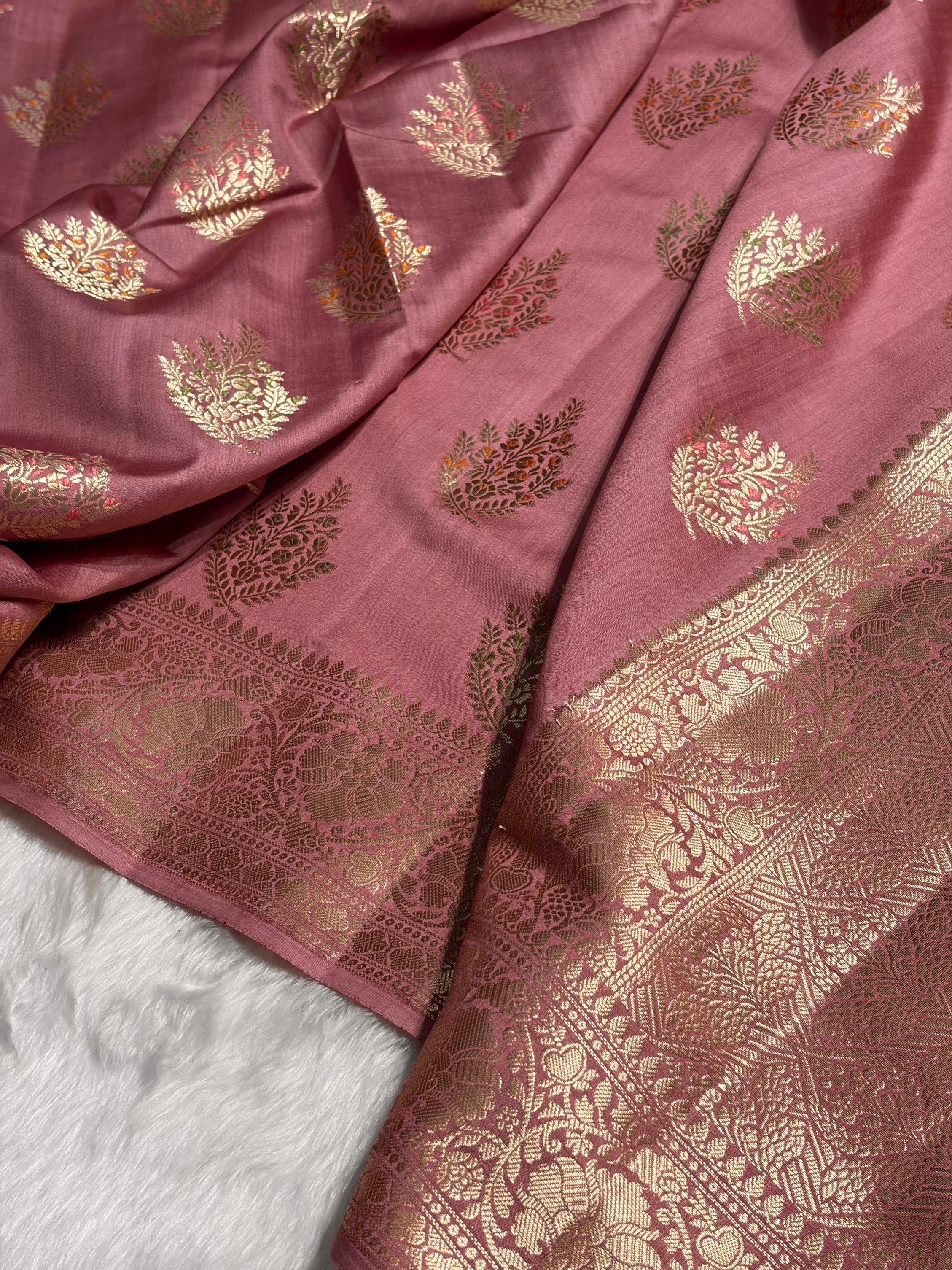 Minakari Dusty Peach Shades Pure Chiniya Silk CH-02