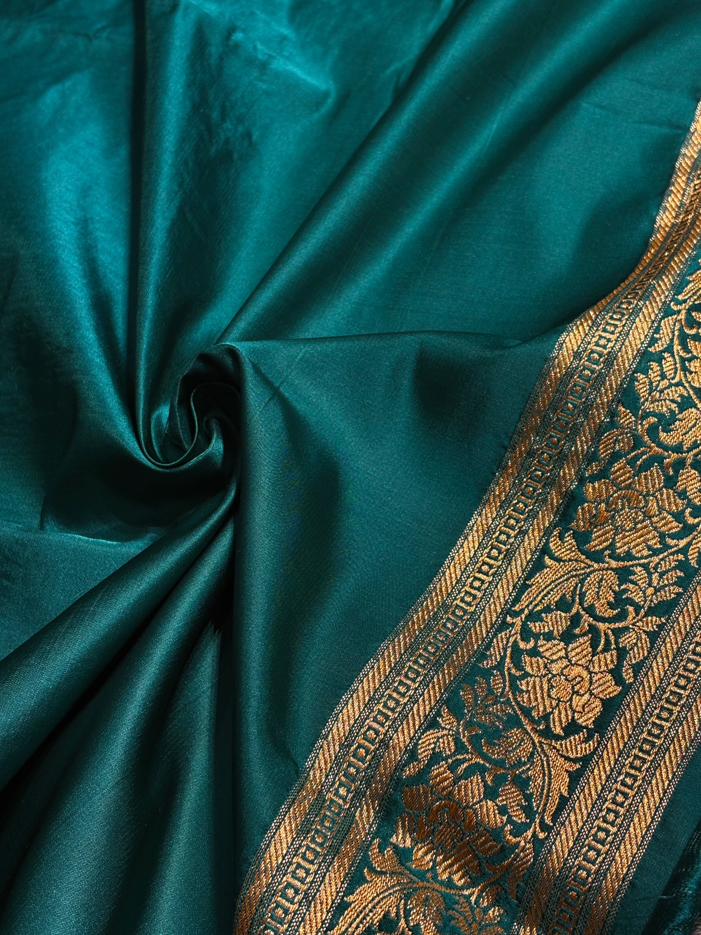 Dusty Rama Shades Satin Katan Silk Saree SK63