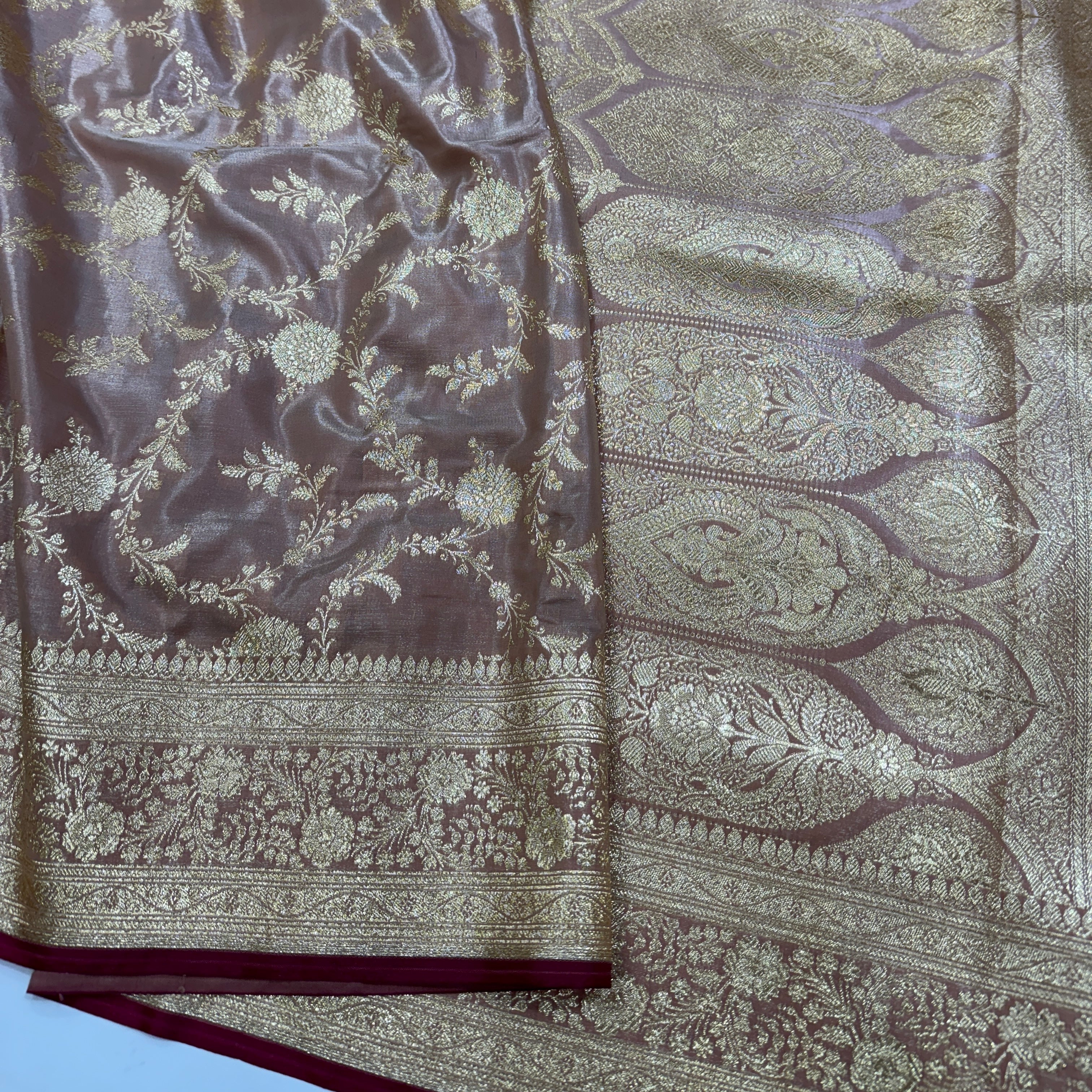 Ultra Light Weight Satin Silk Jaal in Mauve Shades SS14