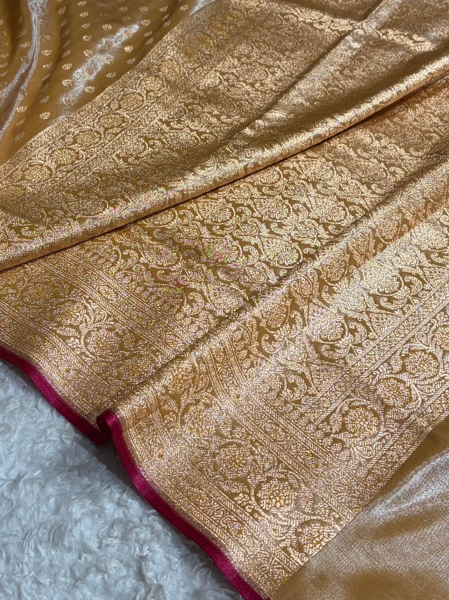 Beige Booti satin Silk Saree SS01