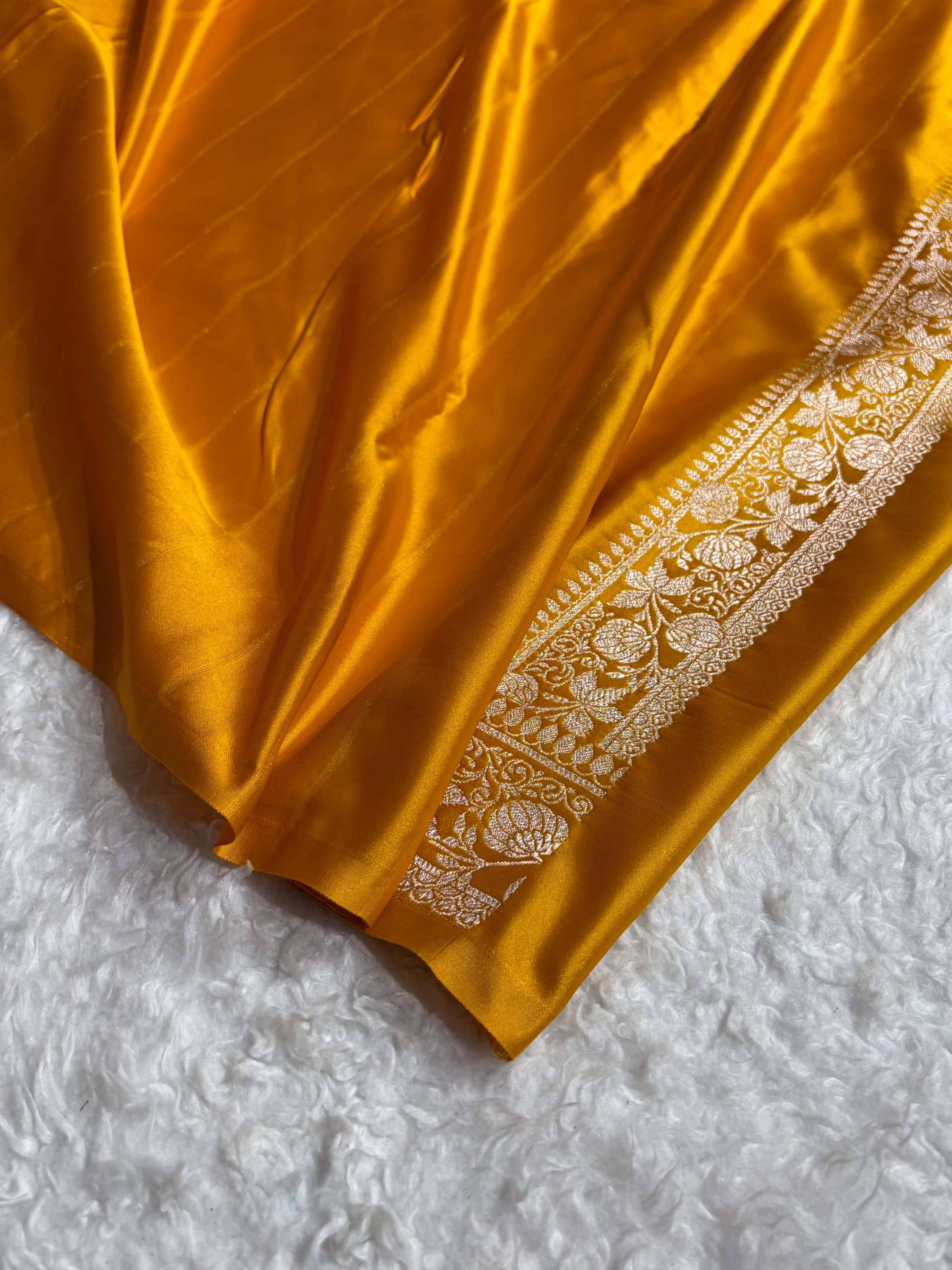 Mustard Shades Banarasi Boota Pattern Floral Mashru Silk Saree MSM-118