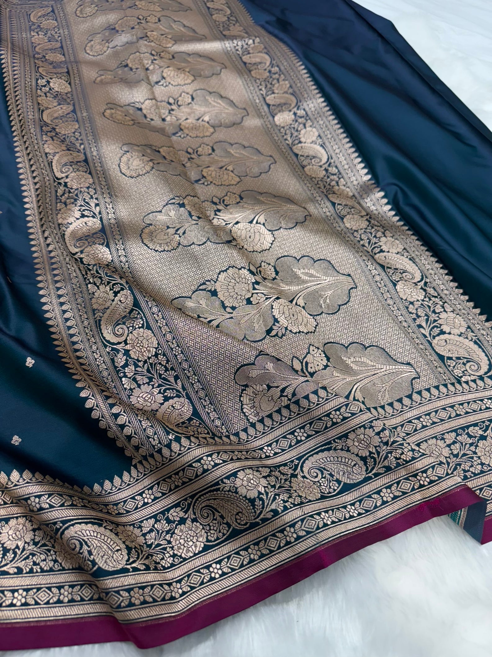 German Blue Mashru Silk Saree for Festive Seasons MSM 66