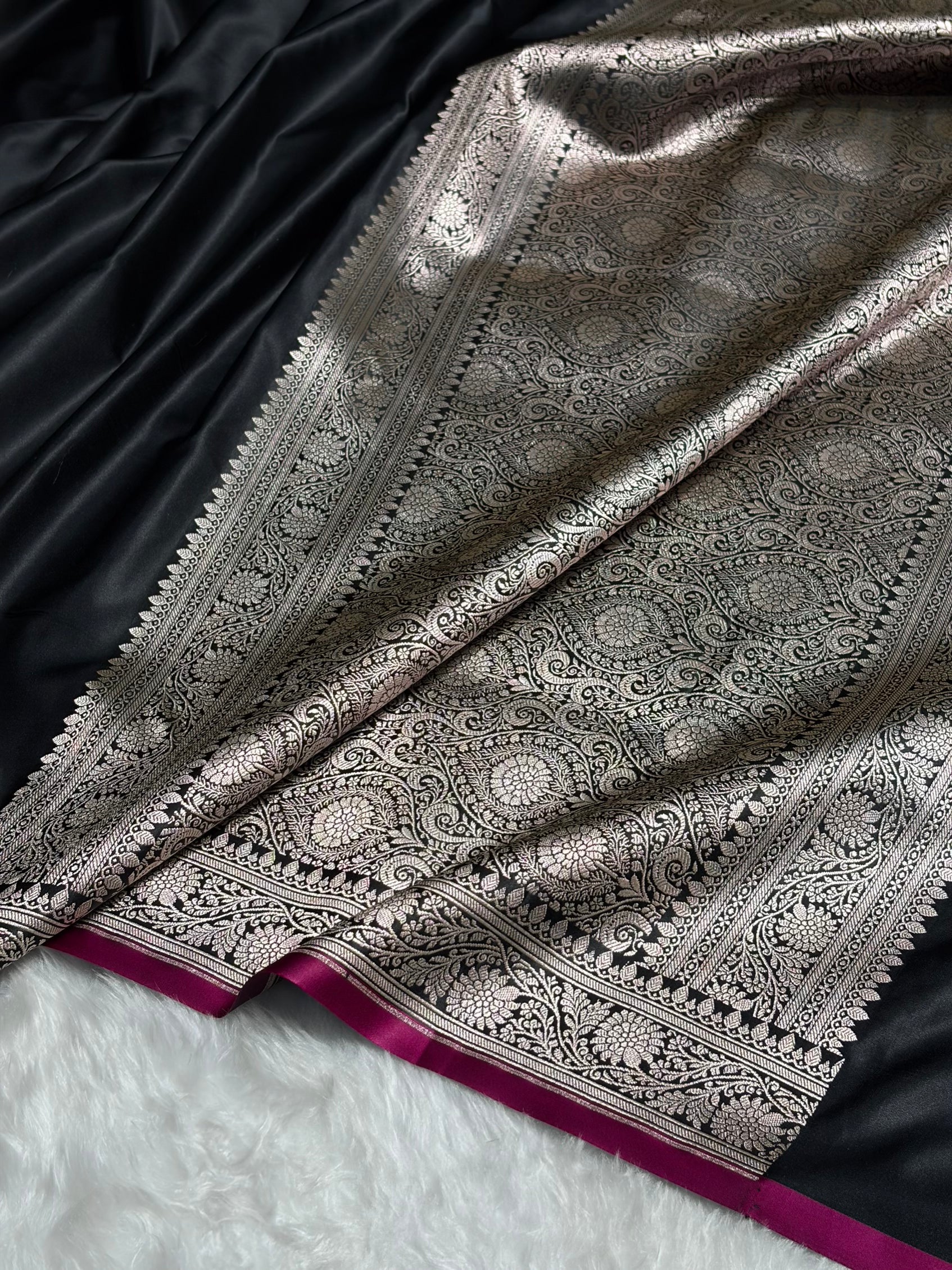 Black Shades Floral Border Mashru Silk Saree MSM-62