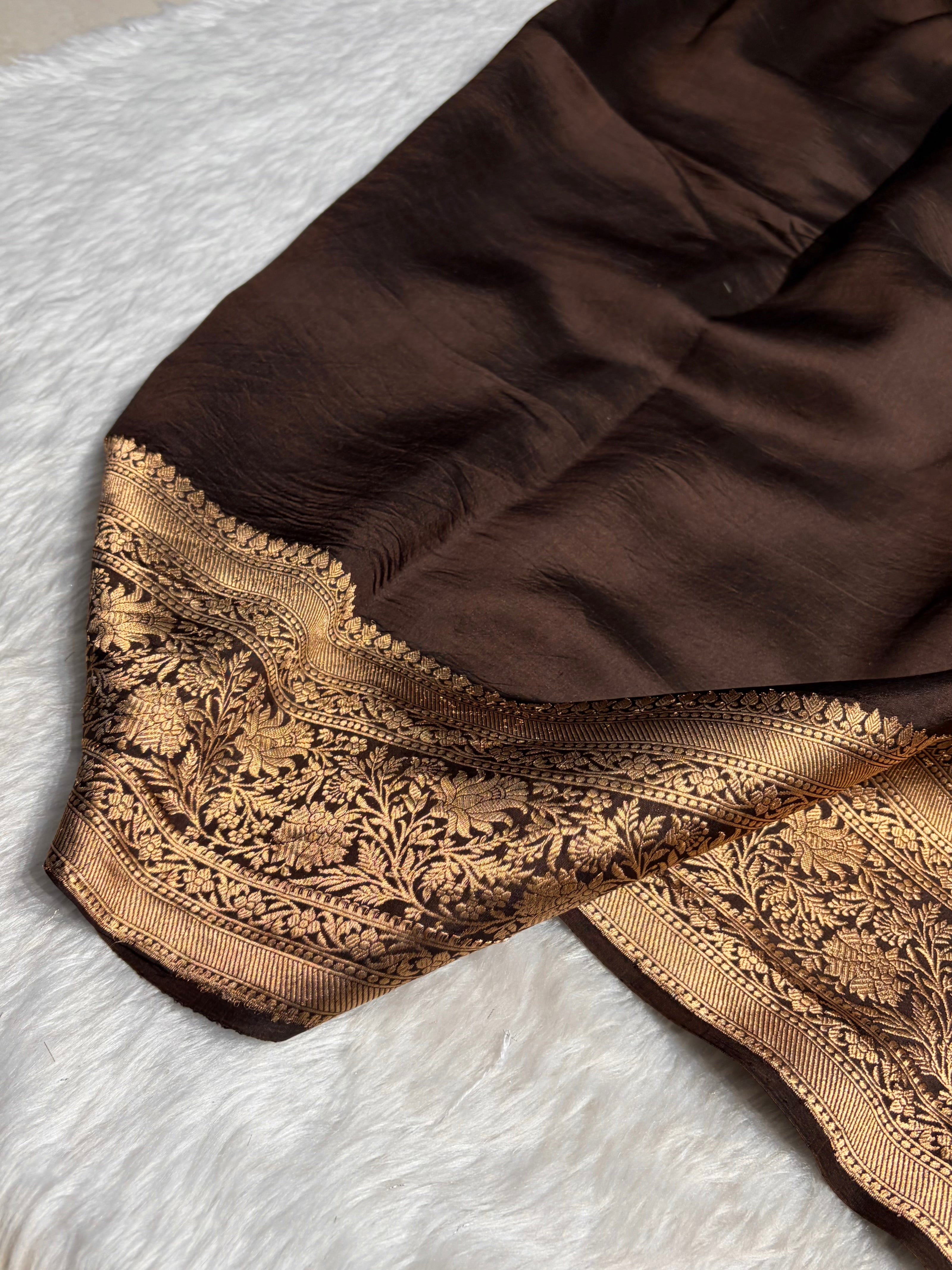 Contrast Wooden Gray with Garnet Shades Handwoven Pure Raw Mango Silk RM-58