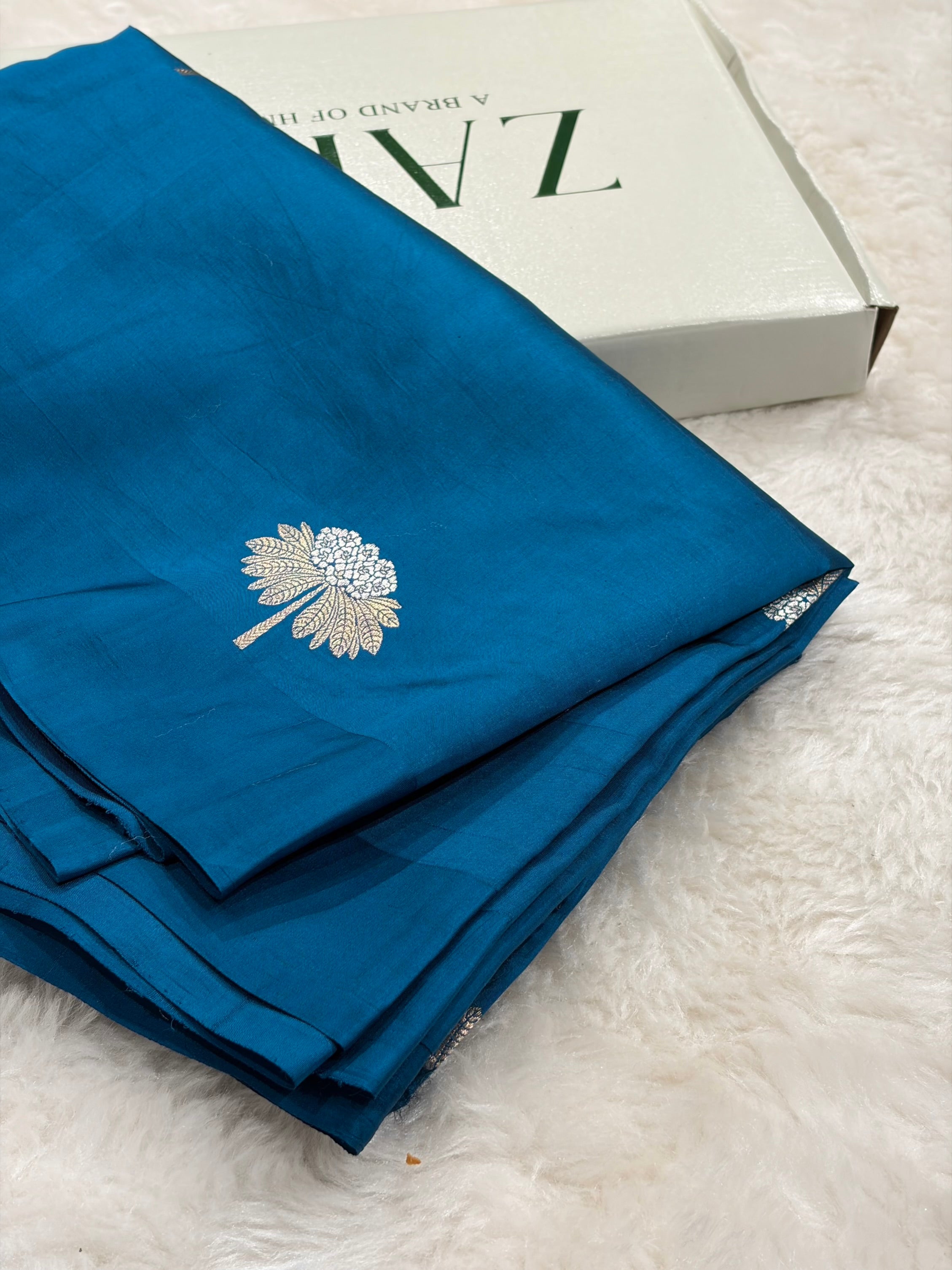 German Blue Shades Meena Boota Handwoven Paper Silk RM-43