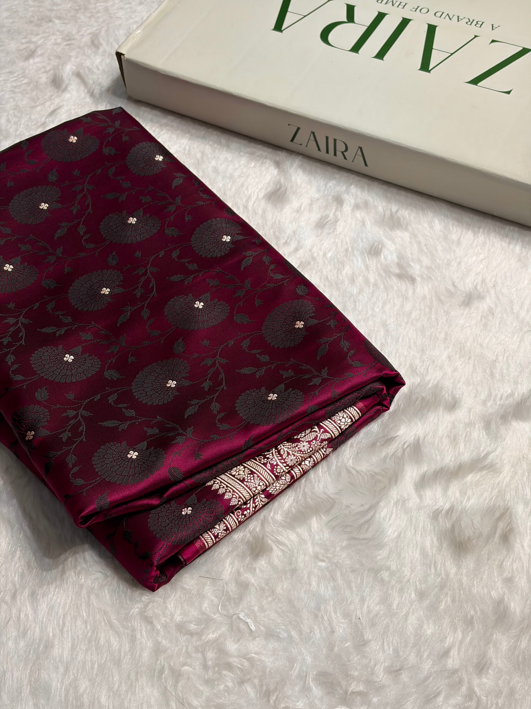 Garnet Shades Tanchoi Motif Mashru Silk Saree MST-11