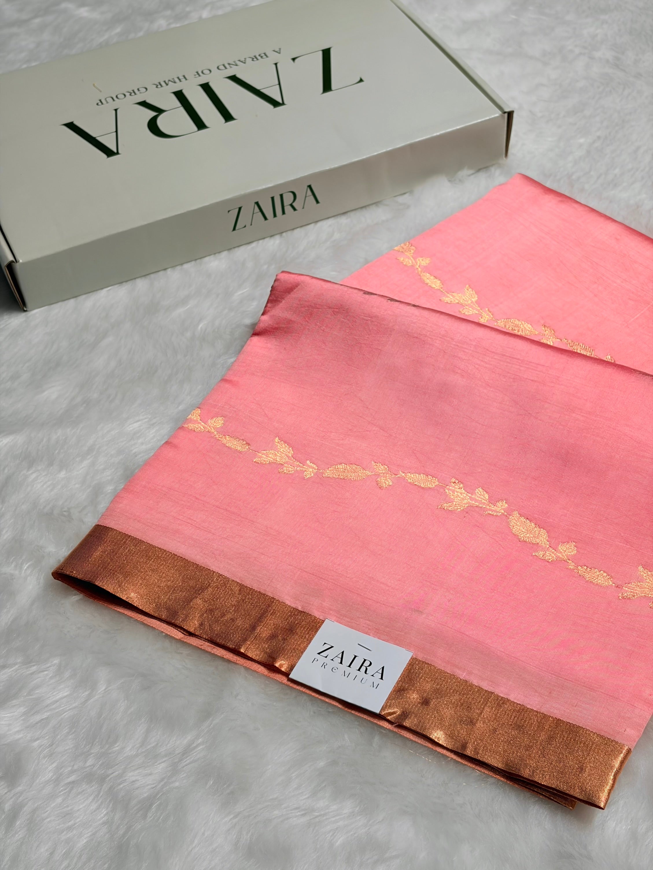 Peach Shades Handwoven Pure Raw Mango Silk RM-39