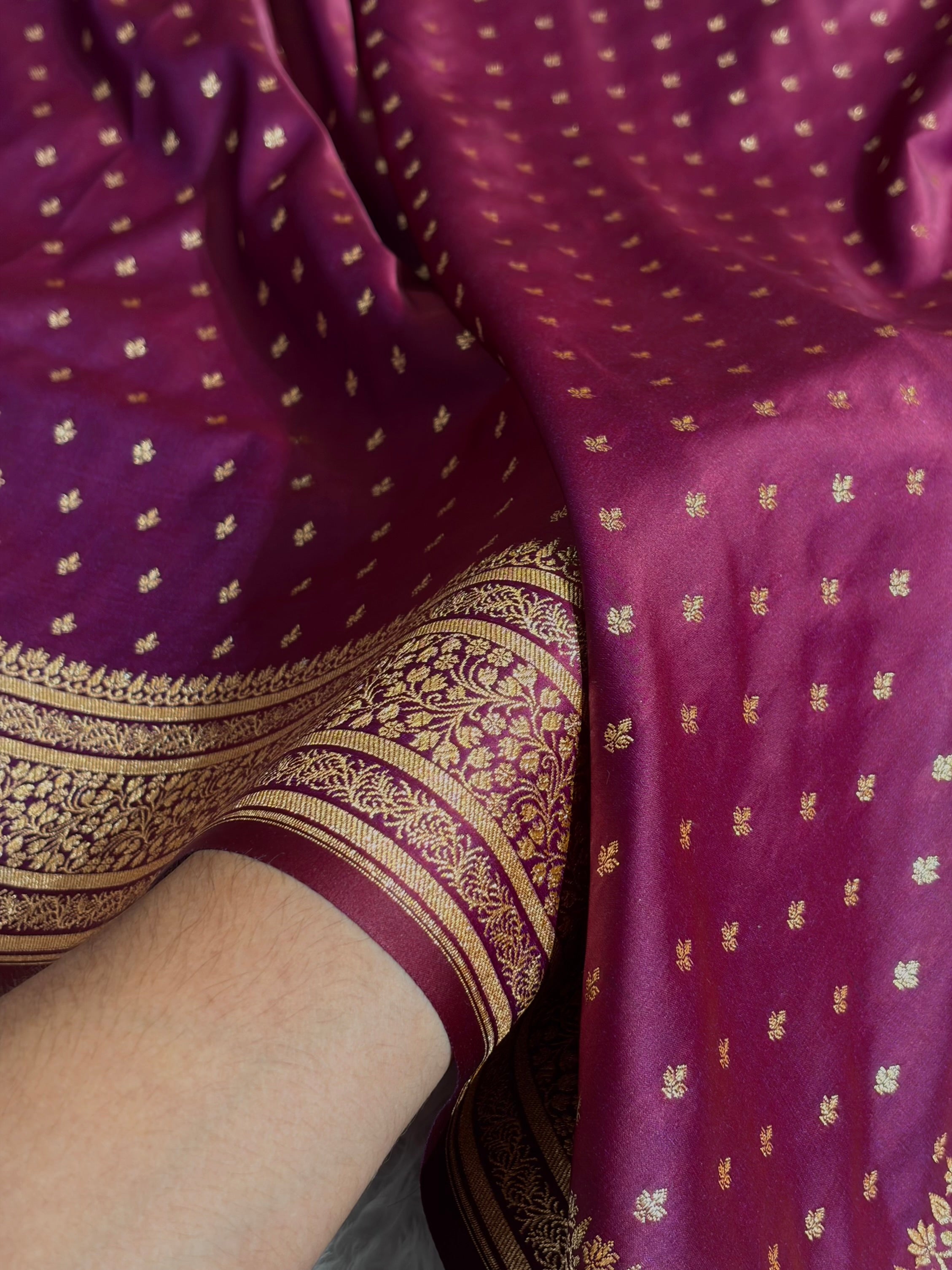Banarasi Satin Katan Saree in Cross Garnet Shades SK88