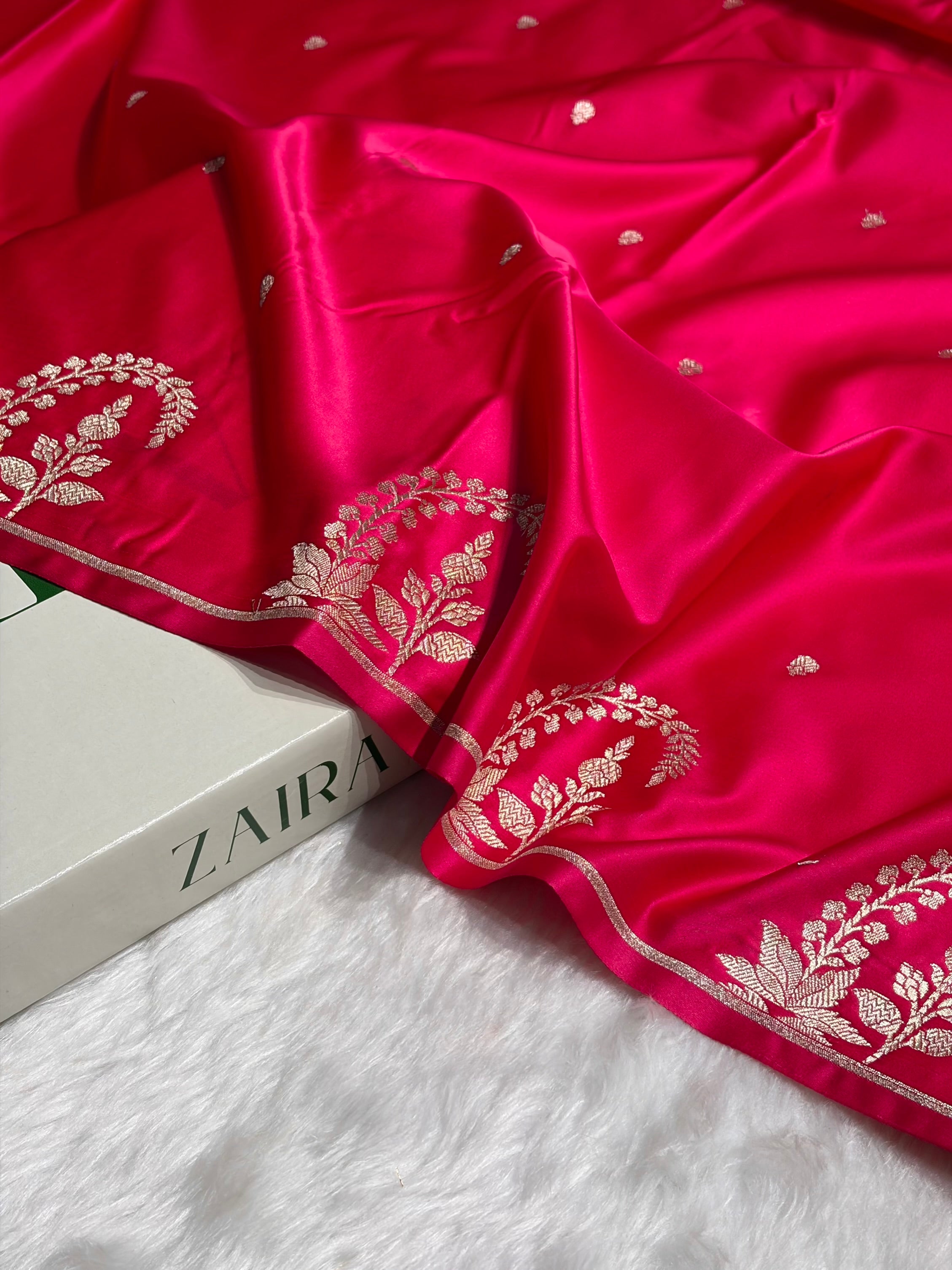 Cross Rani Boota With Floral Border Mashru Silk Saree MSM-95