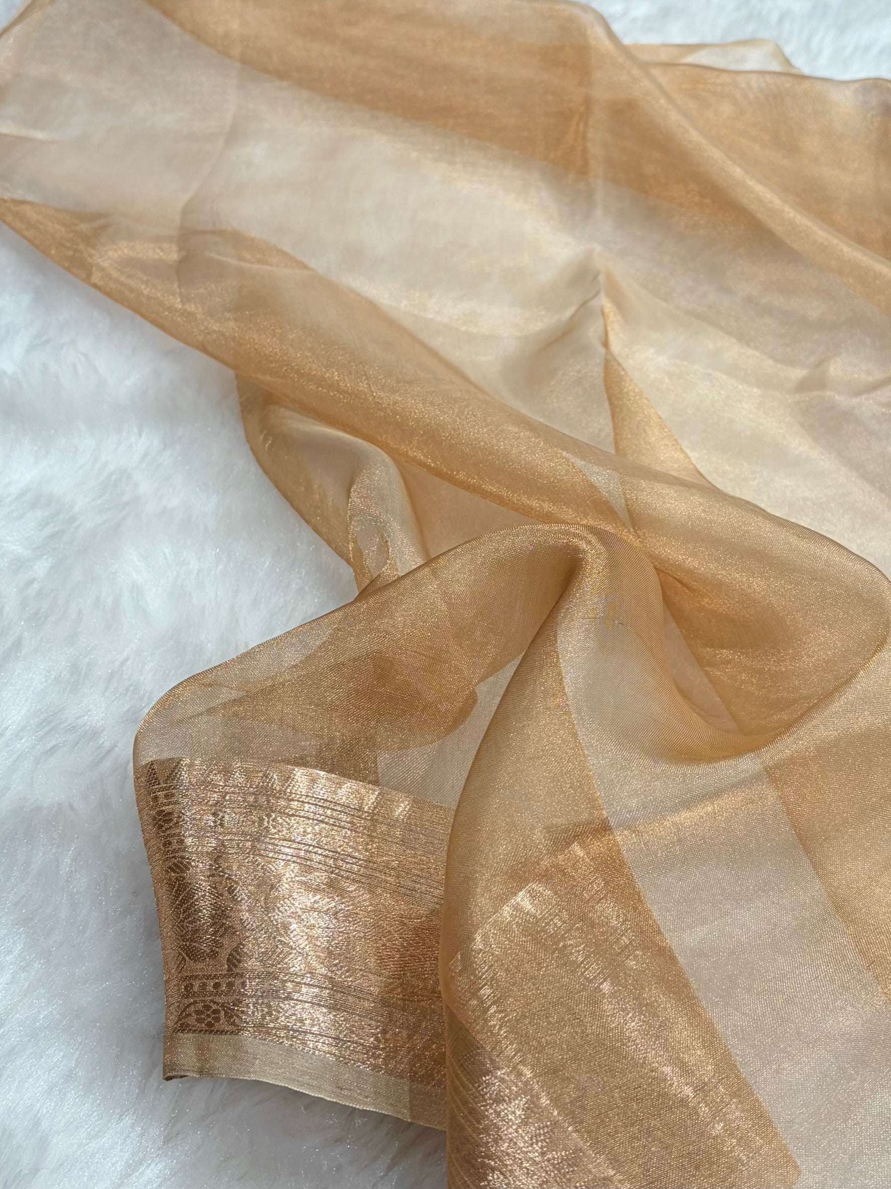 Tusser Bananasi Floral Shades Pure Tissue Silk Saree PT-49