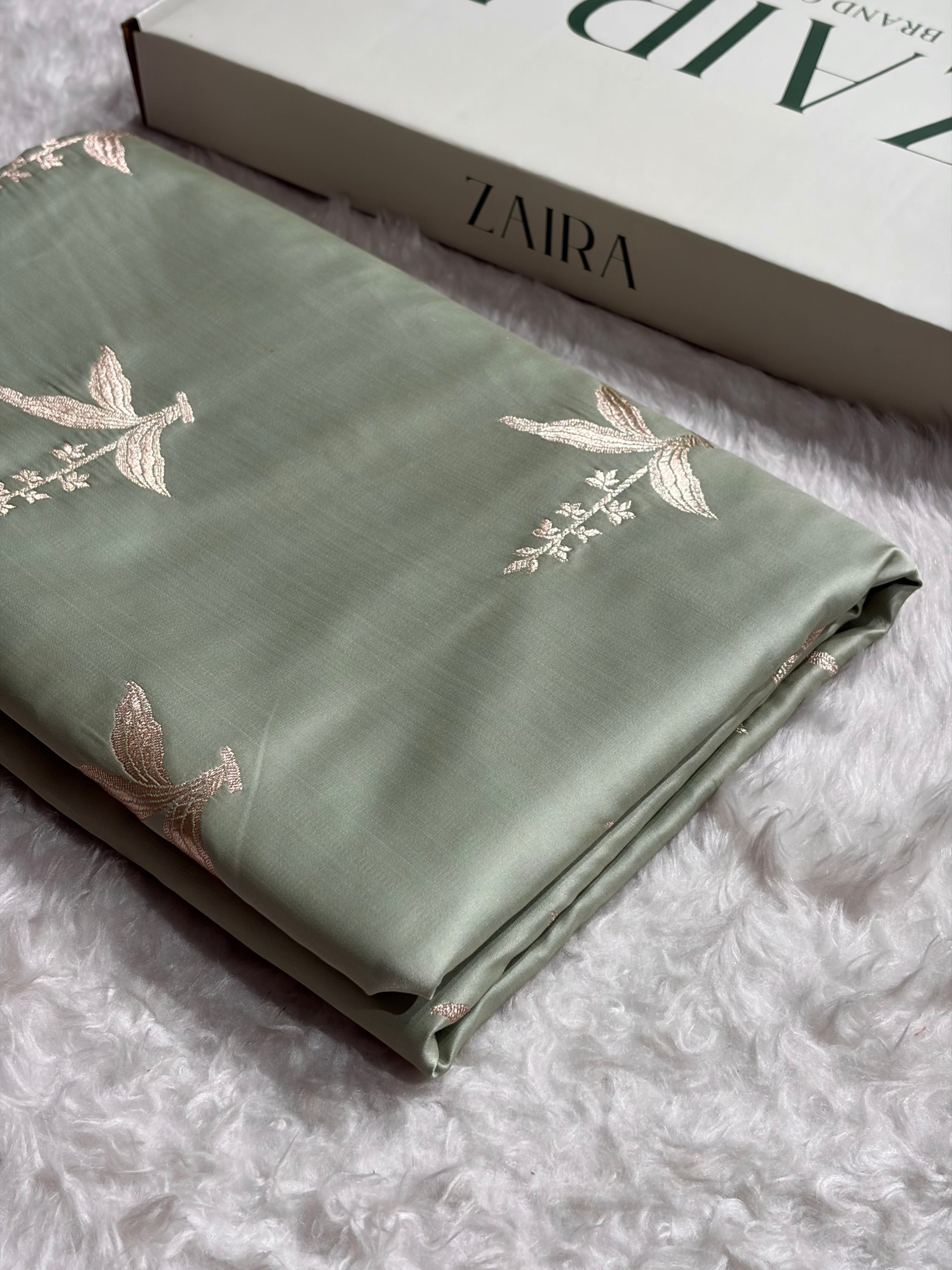 Light Grey Floral Motif Mashru Silk Saree MSM-04