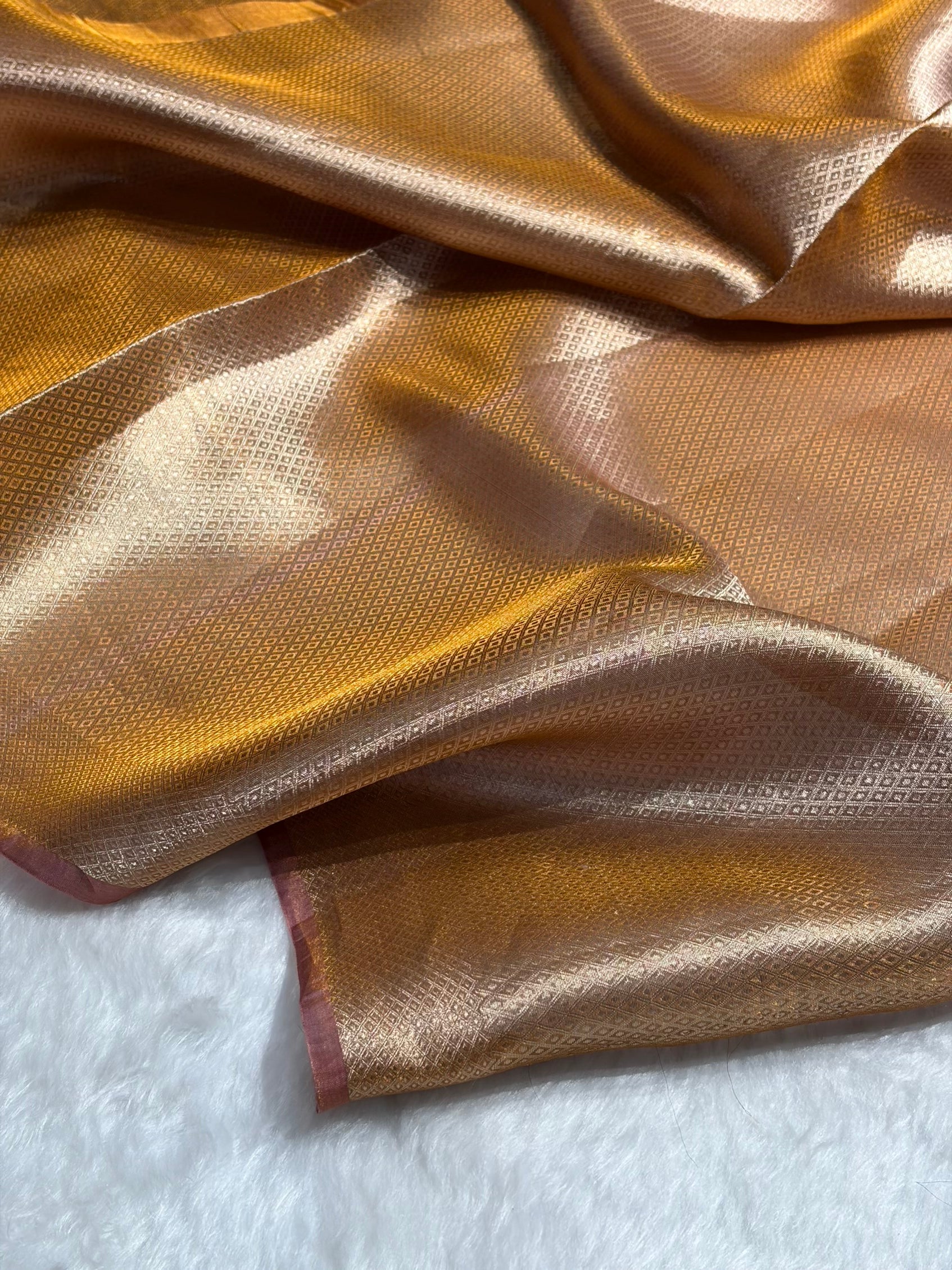 Copper Shades Pure Tissue Silk Saree with Brocade Blouse PT-09