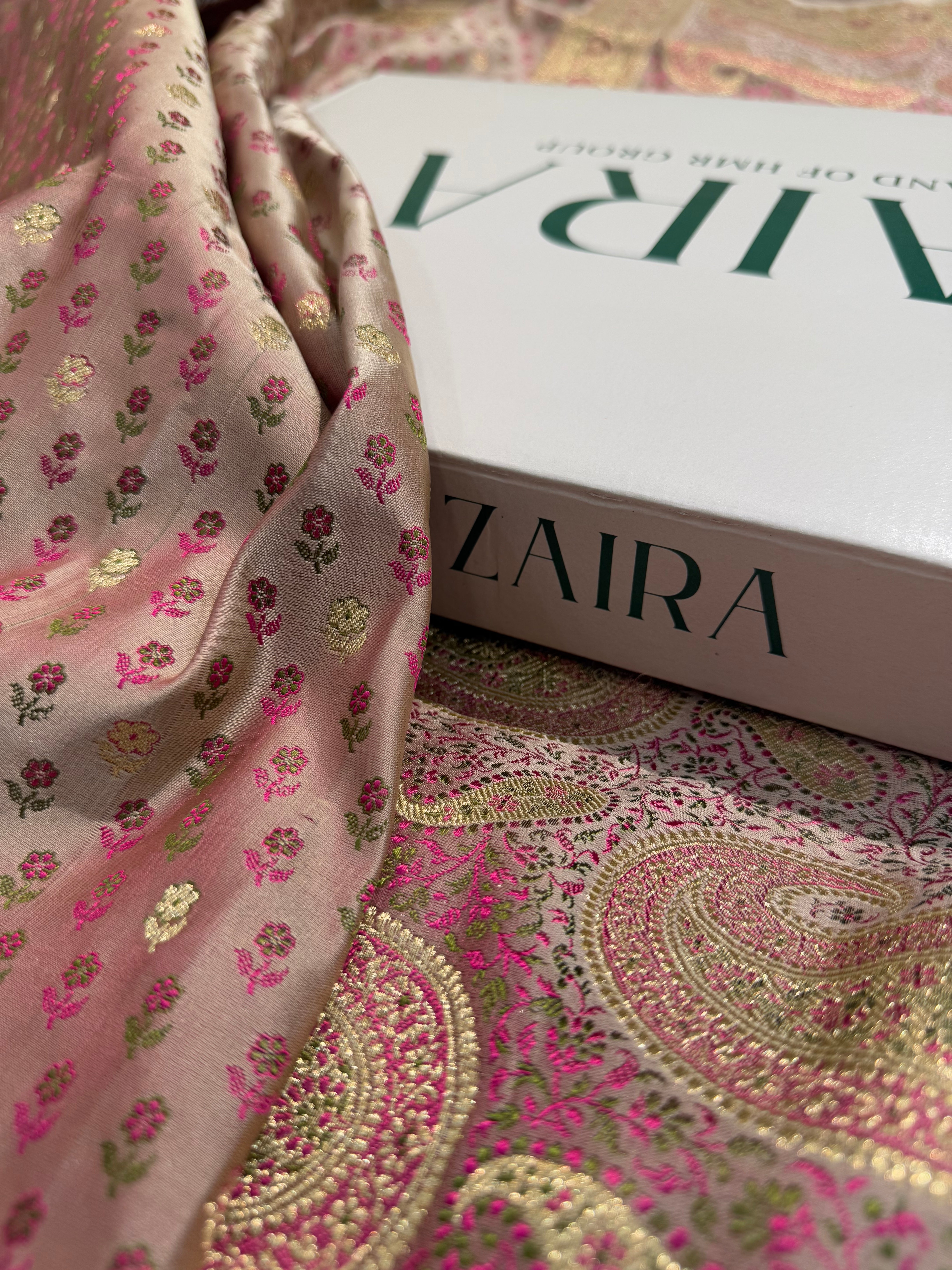 Blush Pink Tanchoi Minakari Tilfi booti Katan Silk Saree SKTM-01