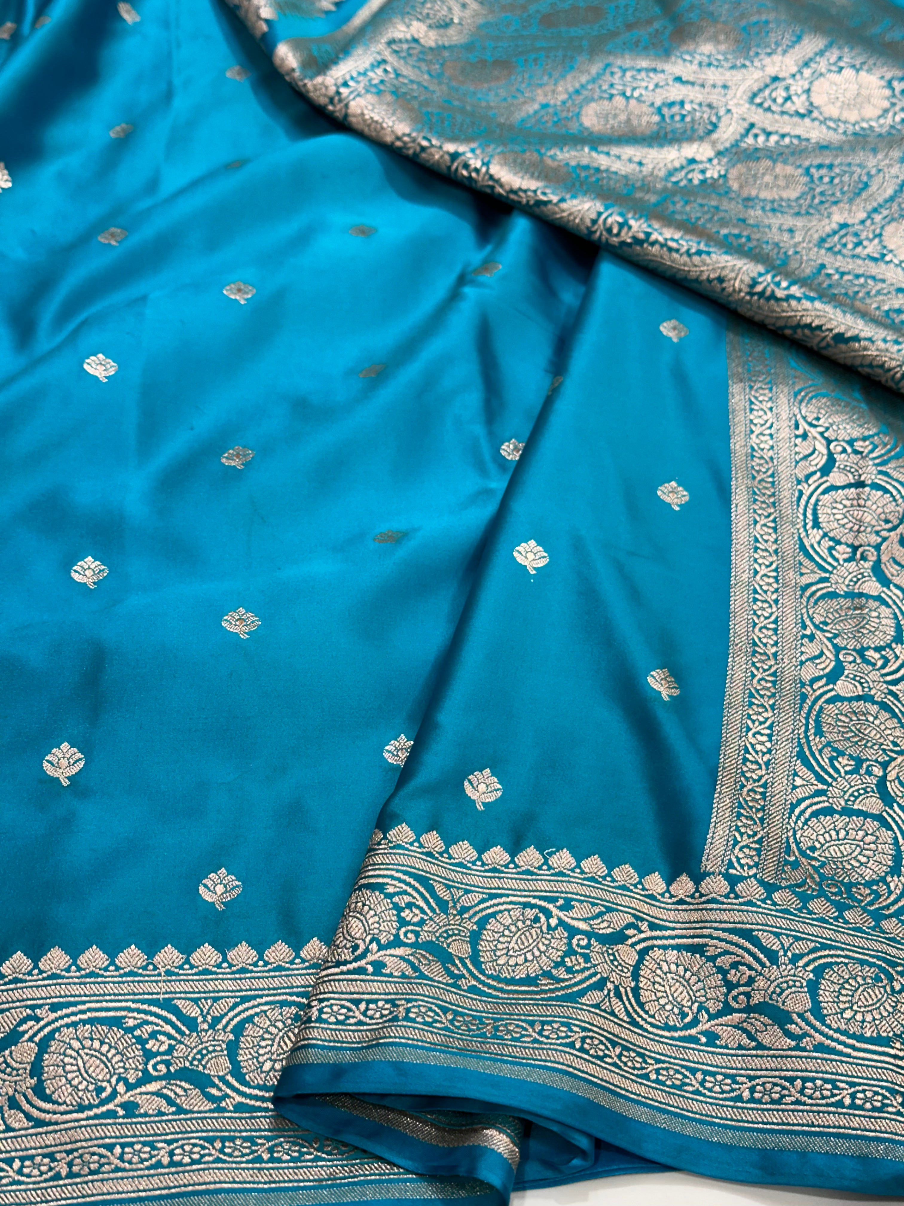 Dusty Blue Mashru Silk Booti