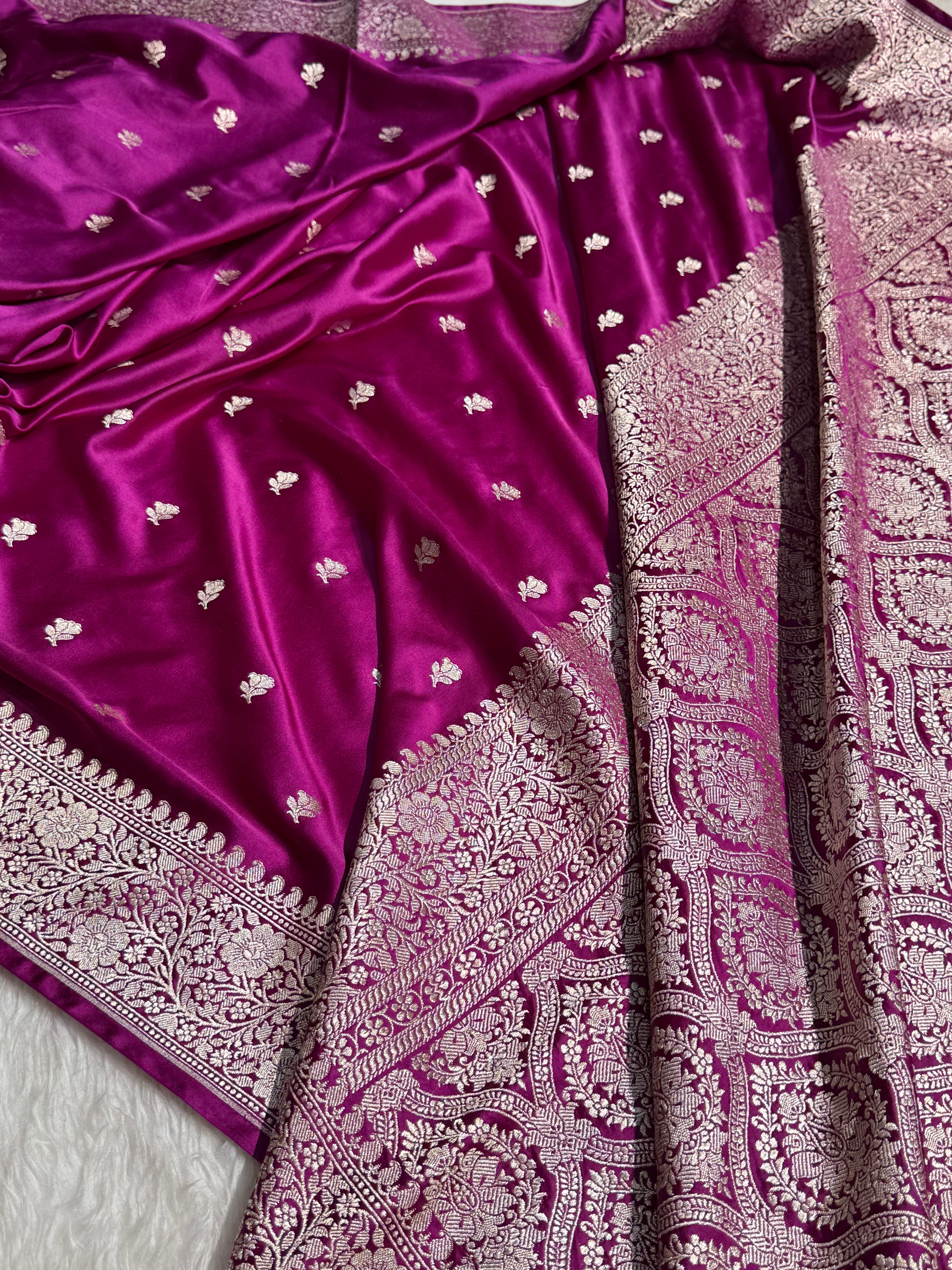 Wine floral Booti Mashru Silk Saree