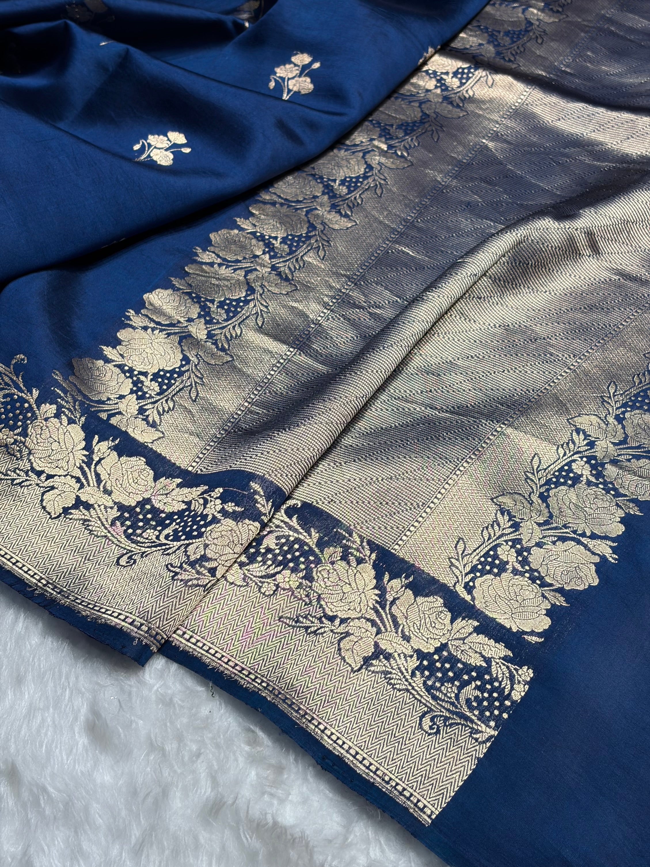 Royal Blue Shades Handwoven Pure Raw Mango Silk RM-55