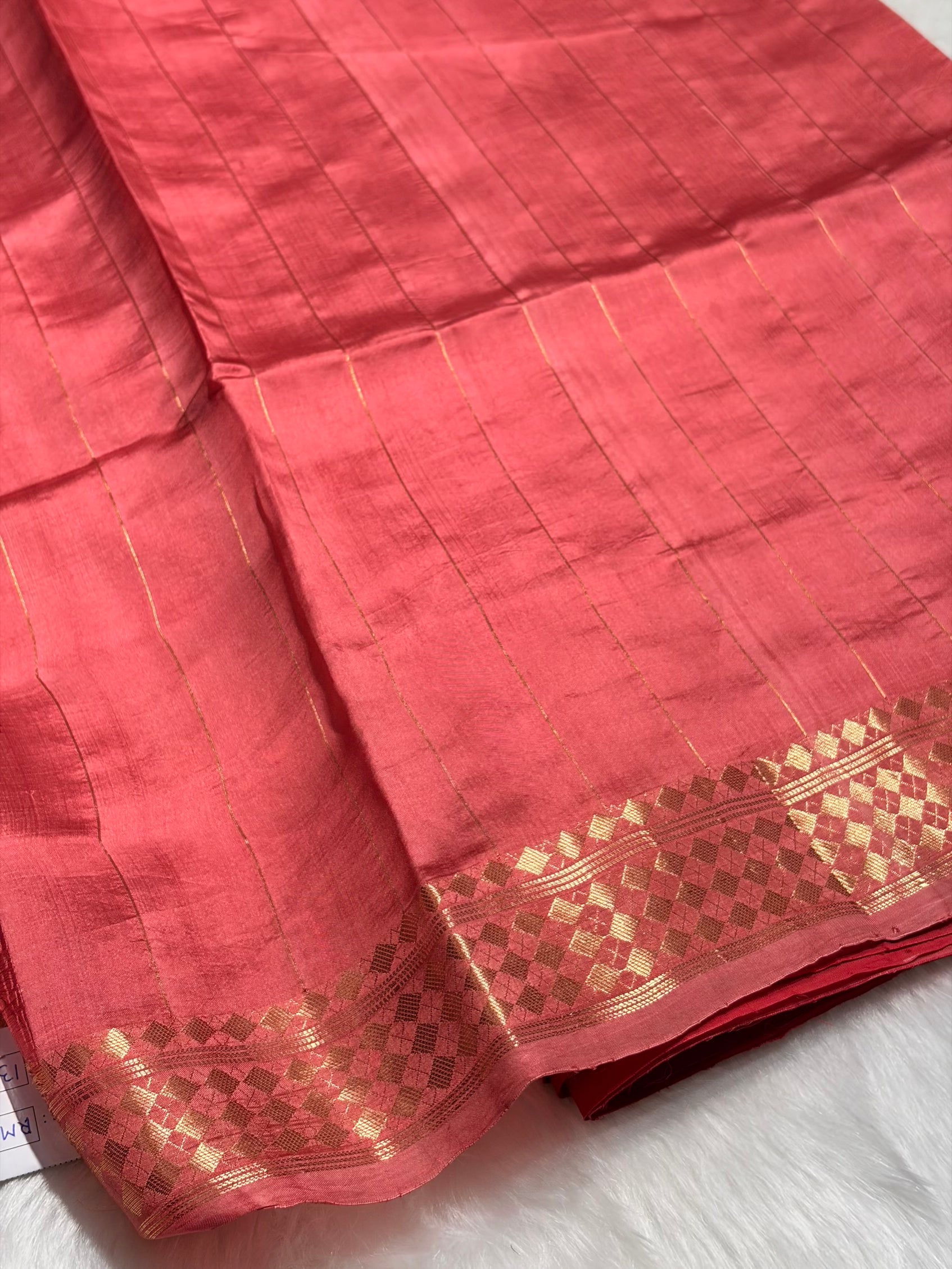 Dusty Peach Shades Meena Boota Handwoven Pure Paper Silk RM-02