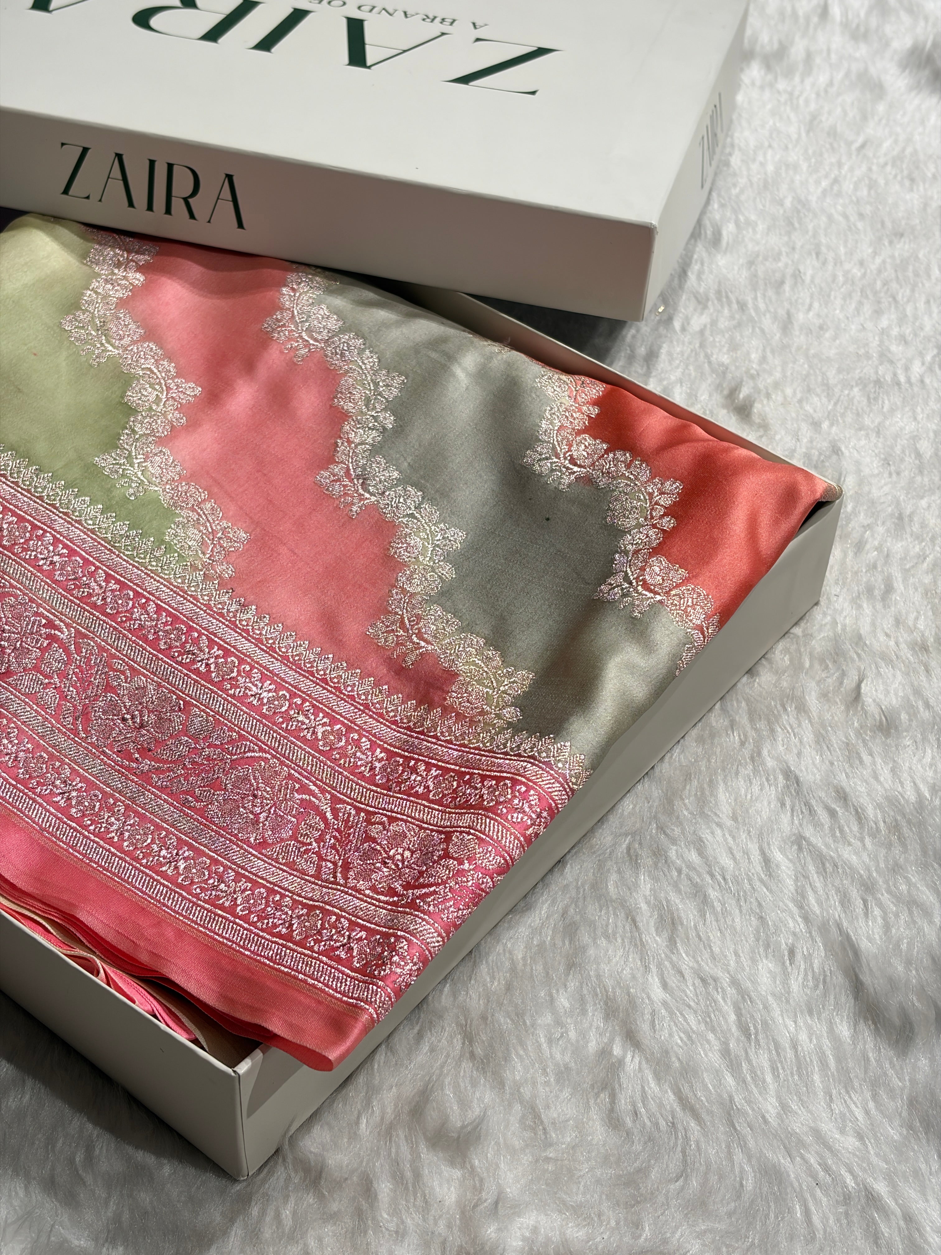 Multi Shade With Cross Rangkat Mashru Silk Saree