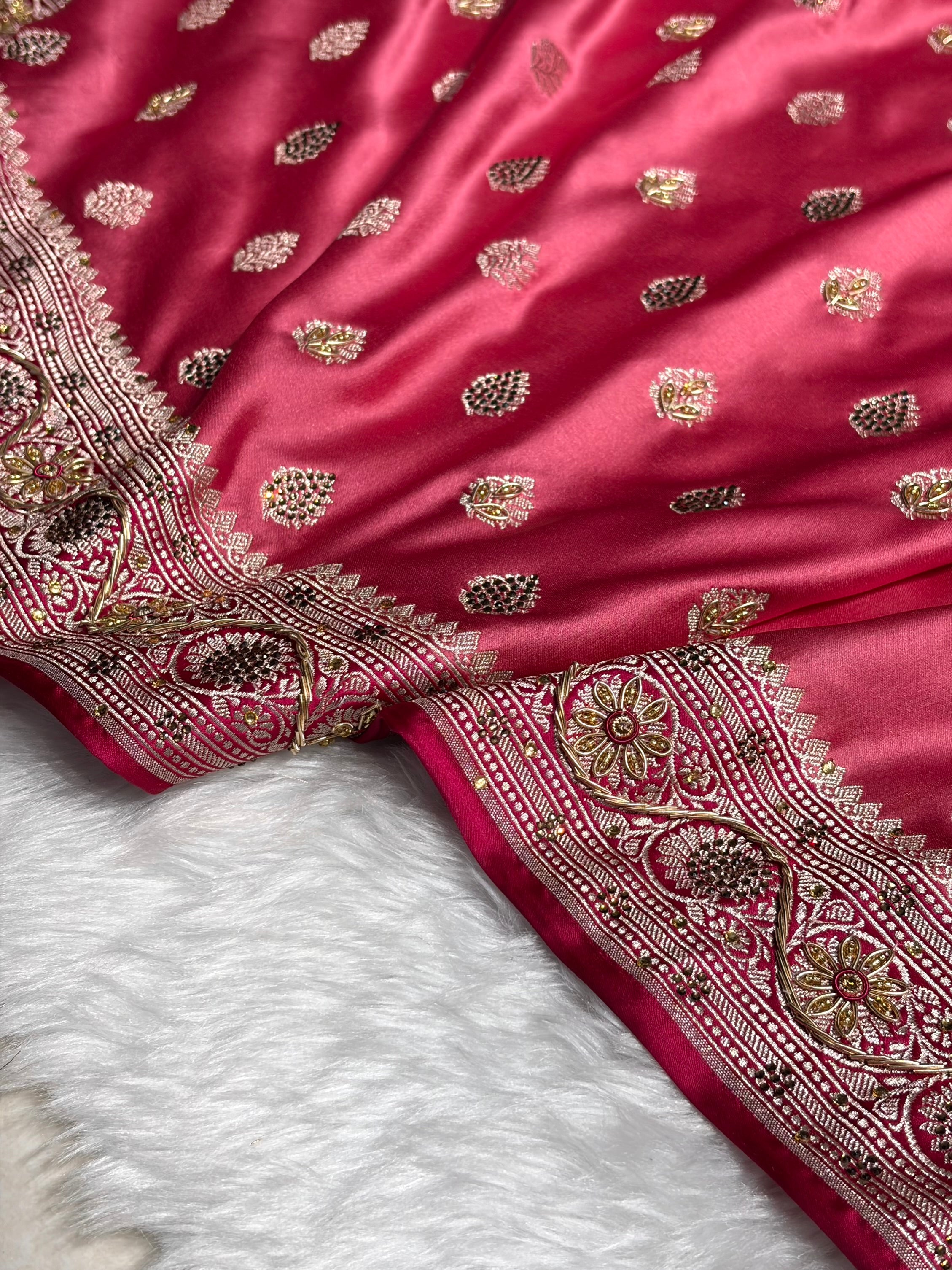 Blush Baby Pink Shade Mashru Silk Boota BMS17