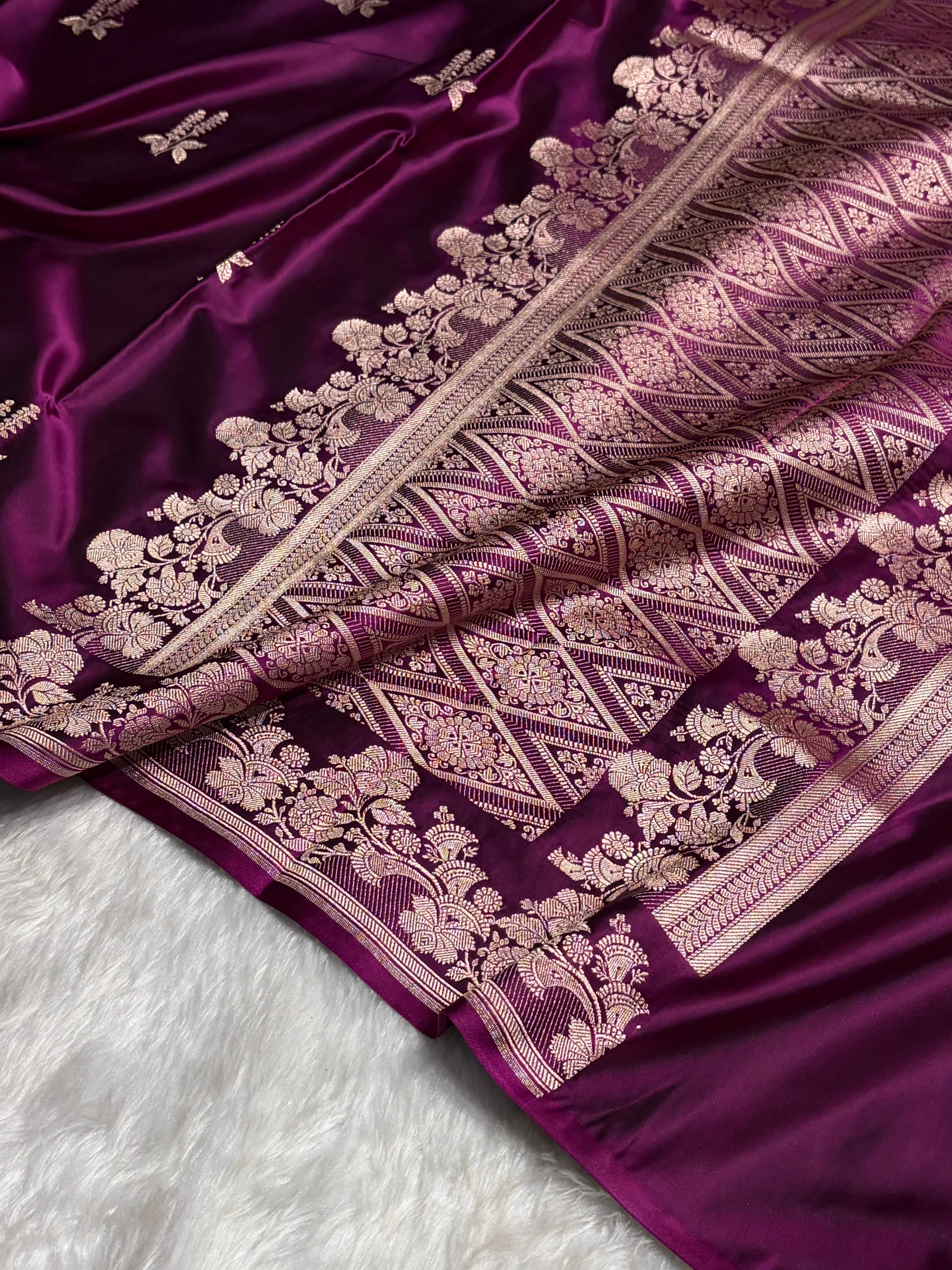 Wine Floral Boota Mashru Silk Saree MSM-43