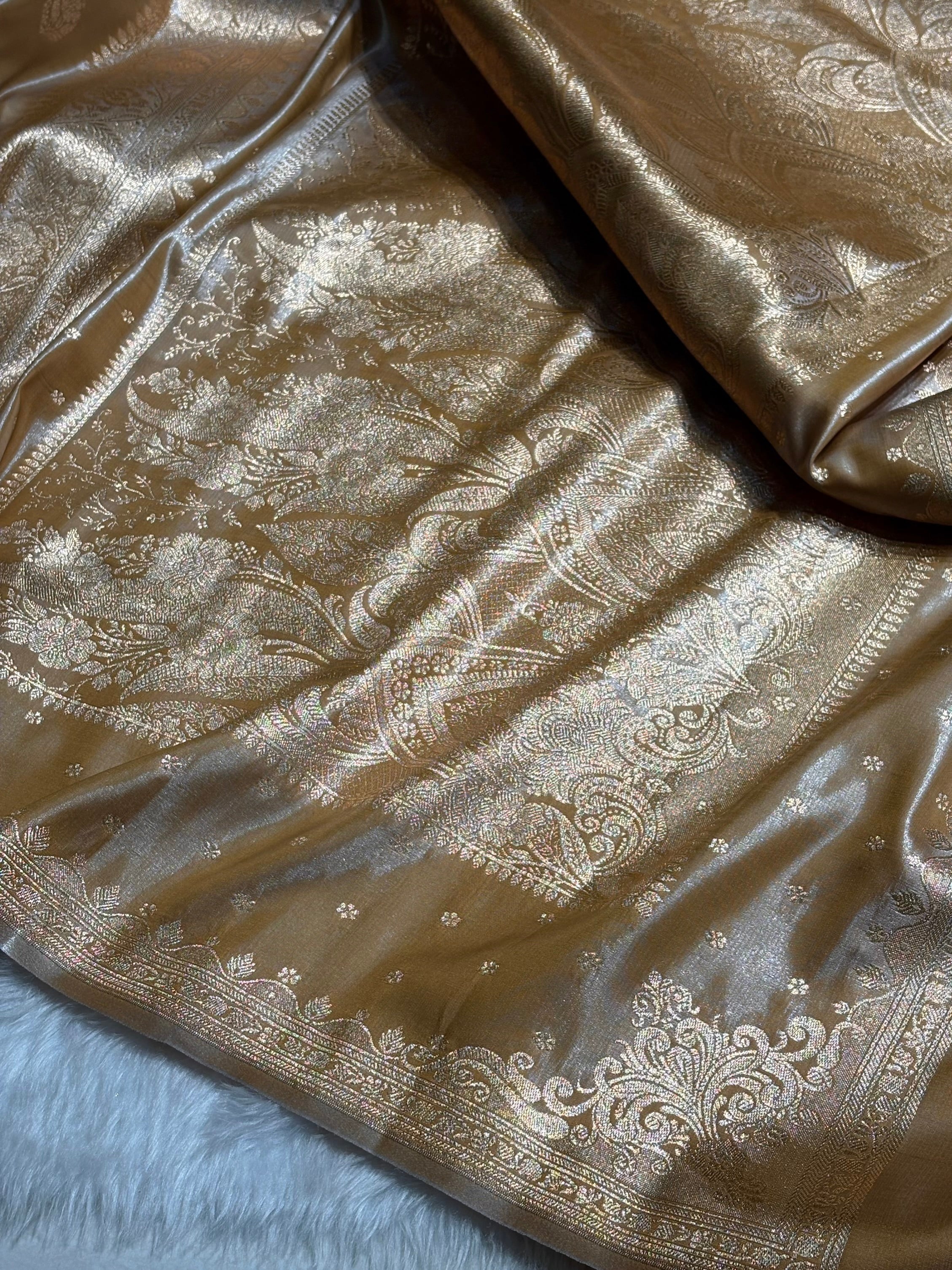 Satin Silk Saree Booti Motif in Tusser Shades SS20