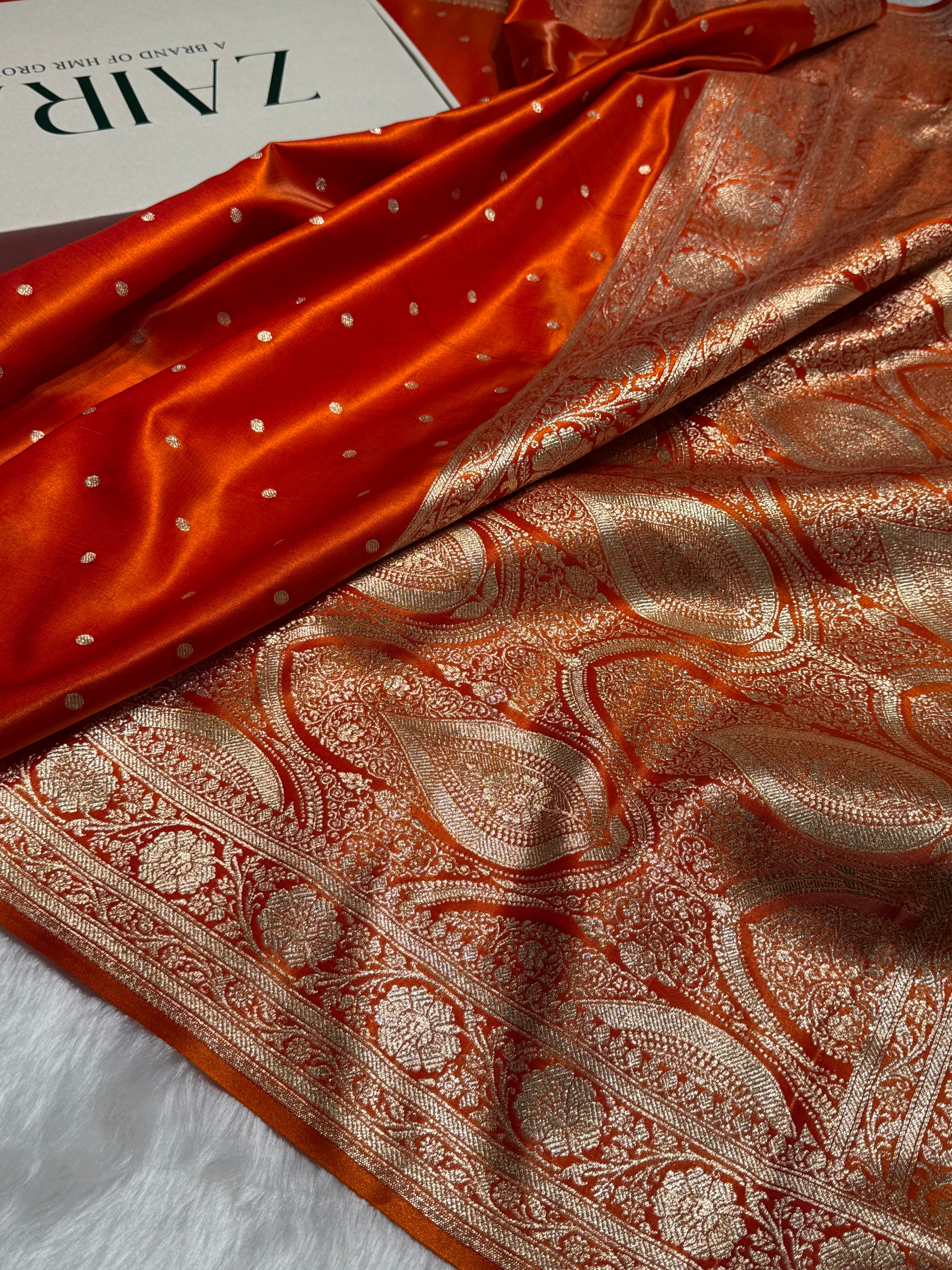 Satin Silk Dot Booti in Orange Shades SS08