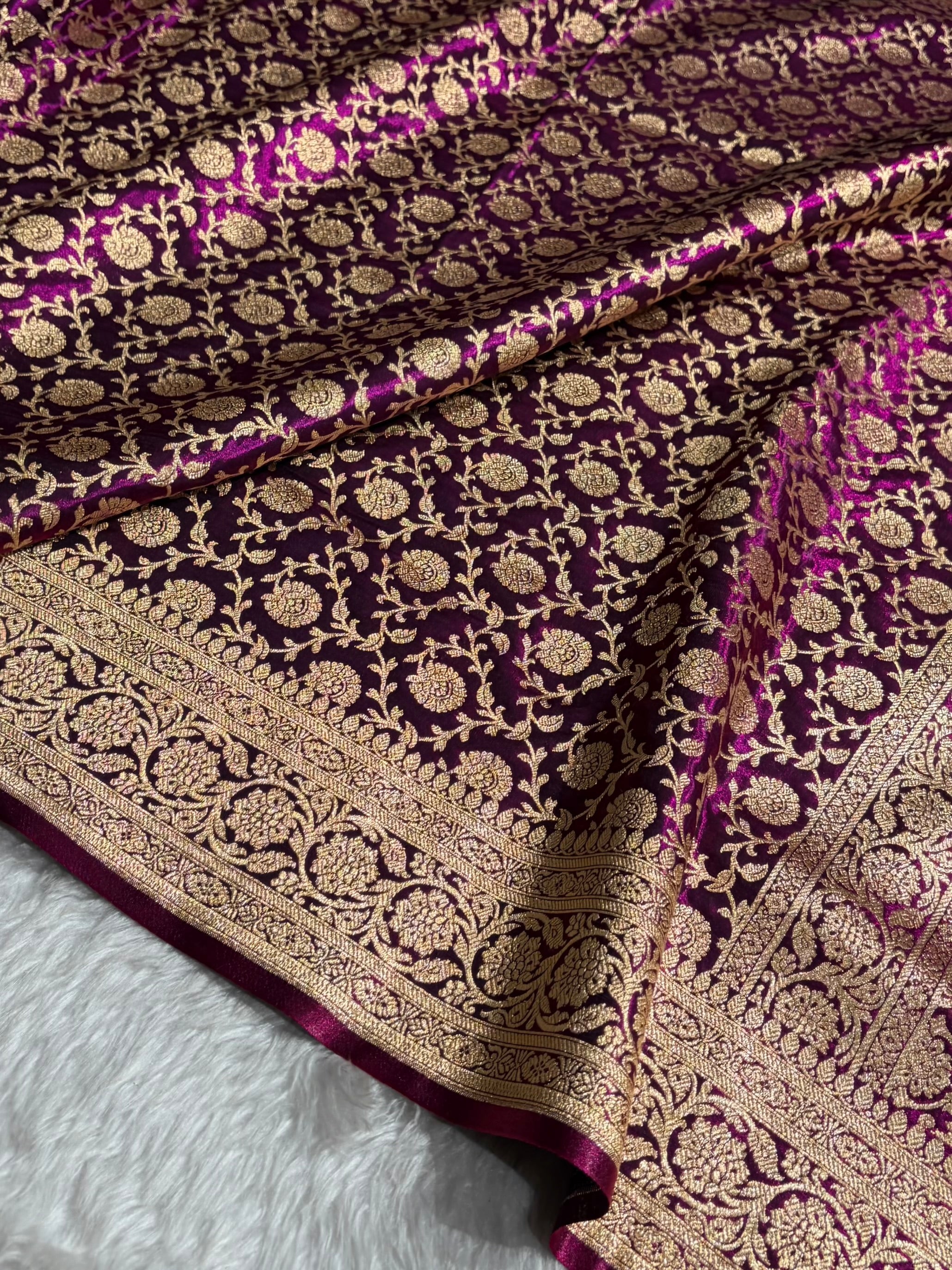 Banarasi Satin Silk Jaal in Wine Shades SS21