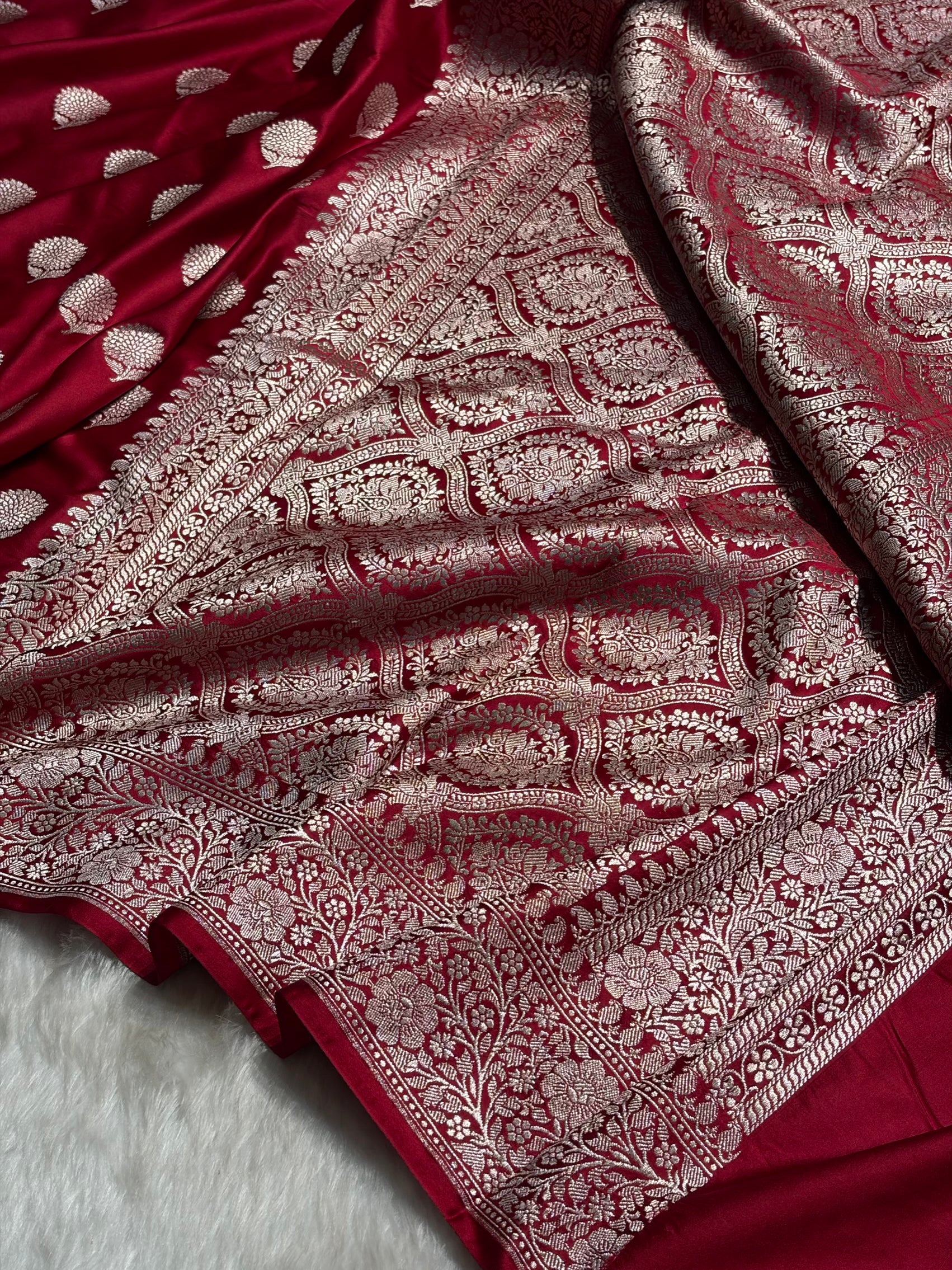Maroon Tree Boota Motif Mashru Silk Saree MS19