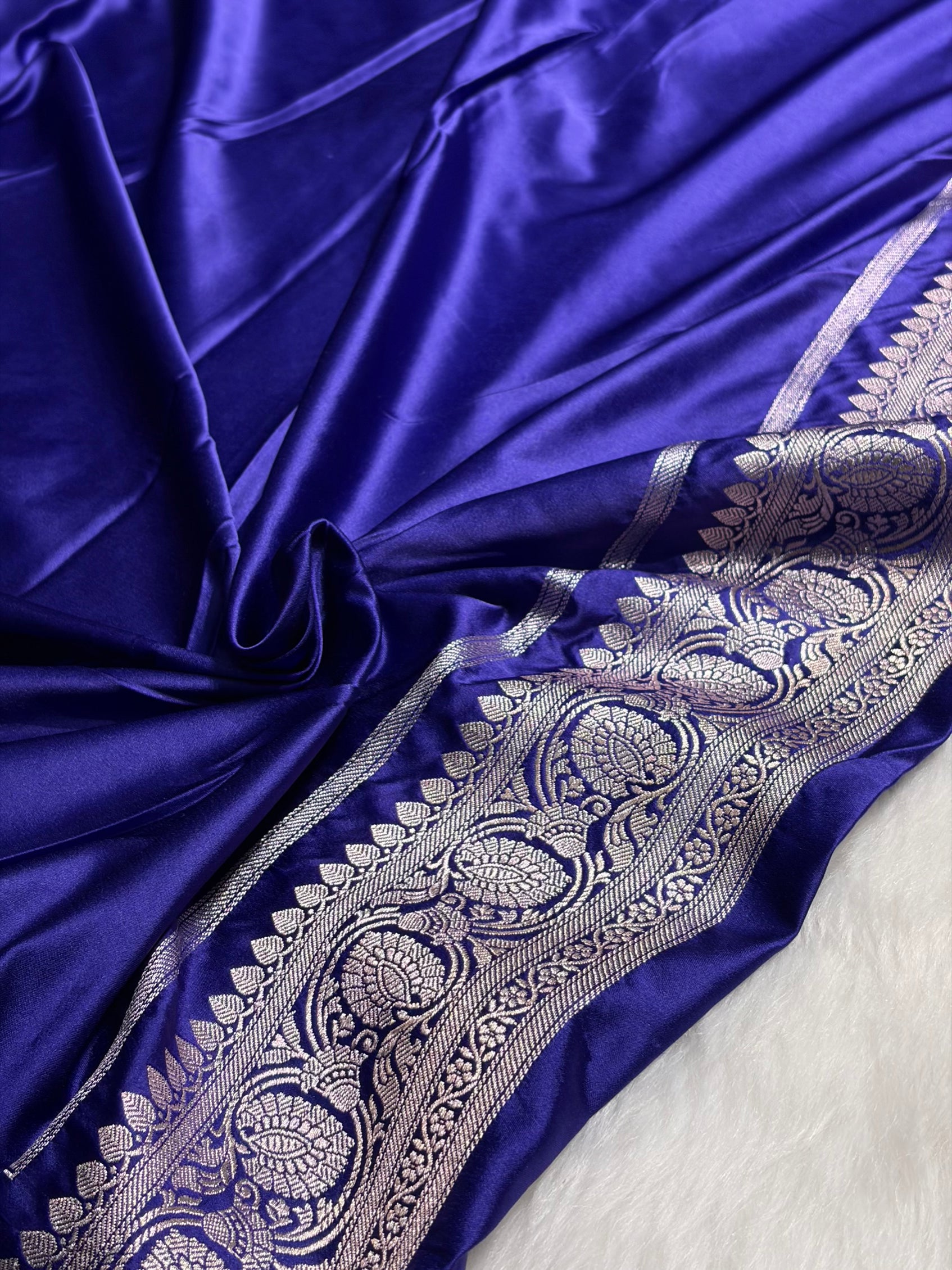 Banarasi Royal Blue Minakari Booti Mashru Silk Saree MS10