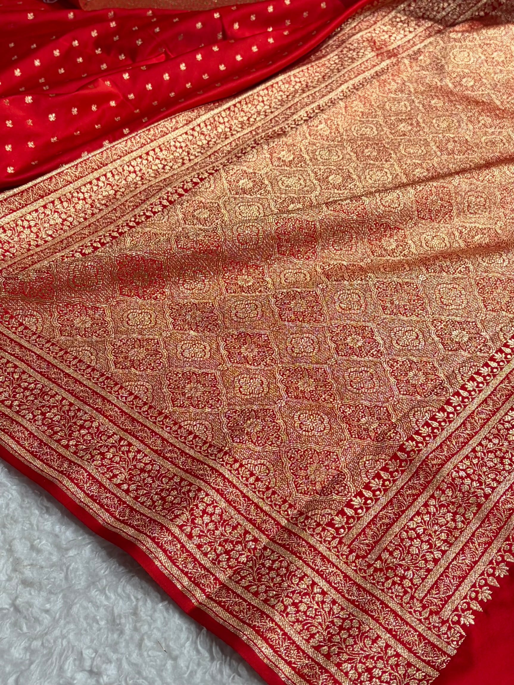Banarasi Satin Katan Saree in Red Shades SK88