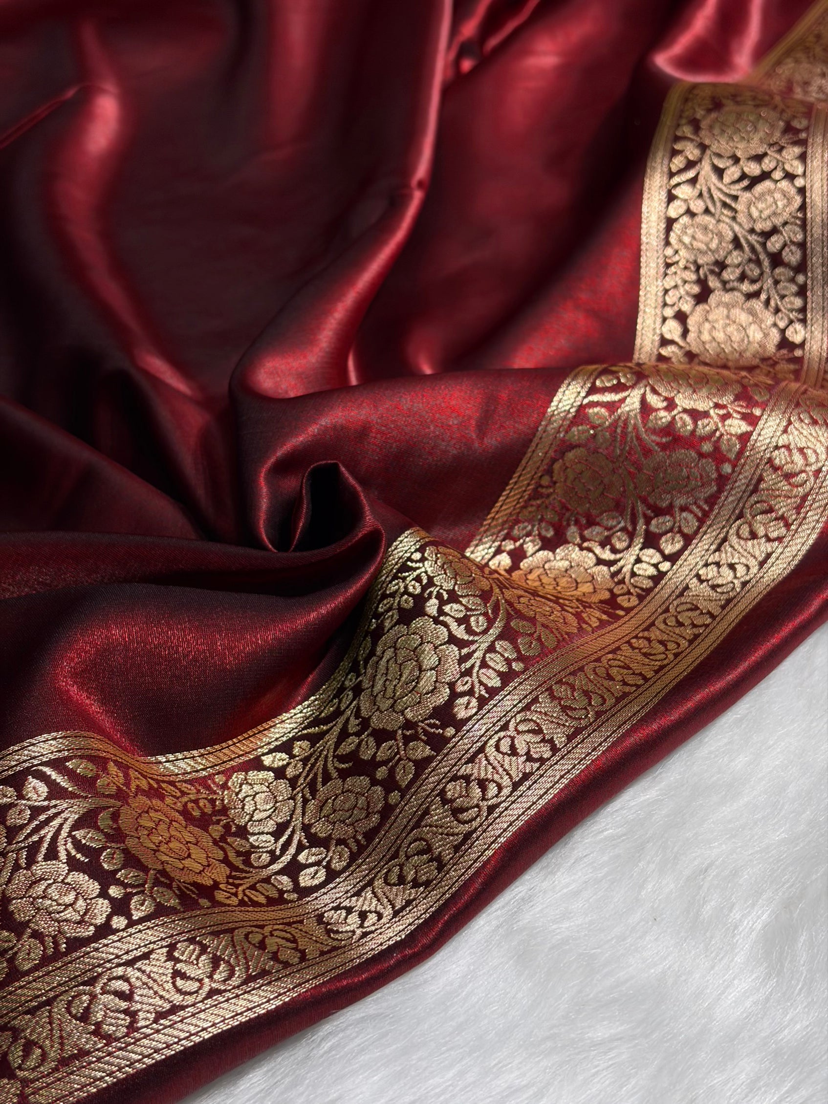 Light Weight Maroon shades Satin Silk Saree SS15
