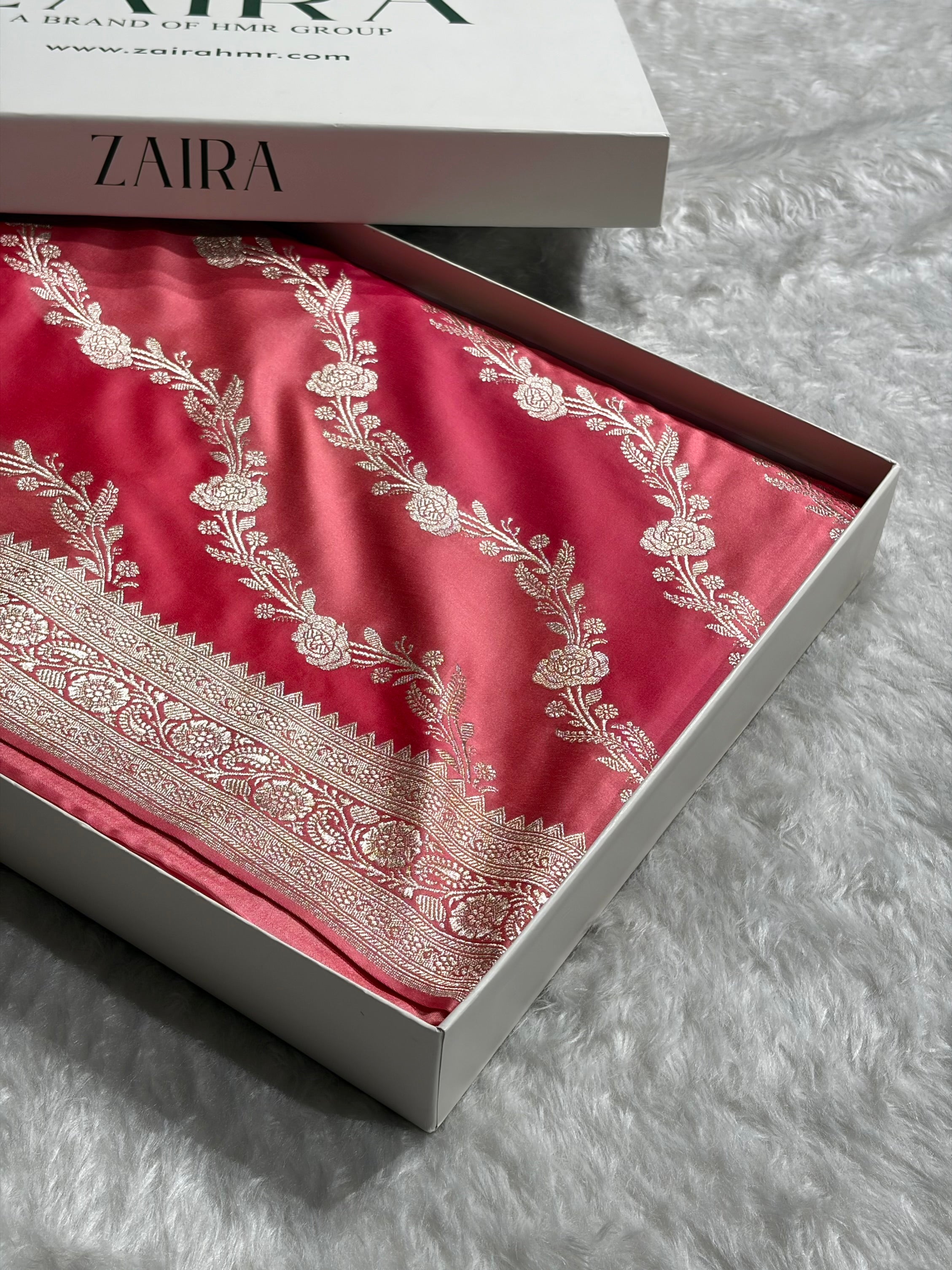 Baby Pink Rangkat Mashru Silk Saree With Cross Pattern MSRK03