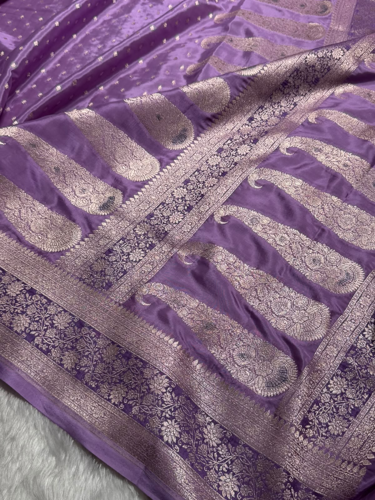Lavender Shades With Contrast Border Crepe Silky Katan Banarasi Saree CSK-06