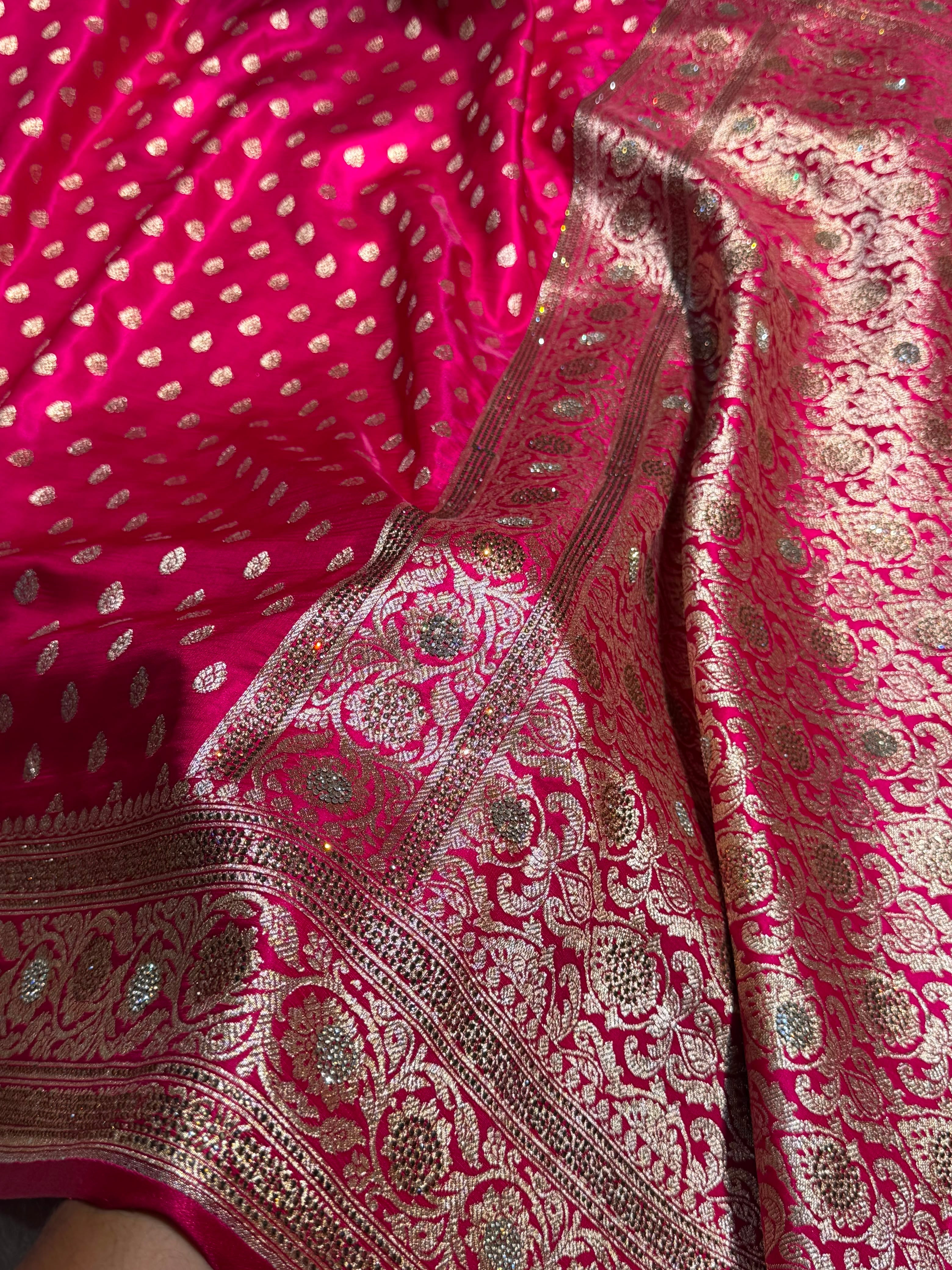 Birdal Rani Satin Silk Booti With Swarovski Work BSS01 (w)