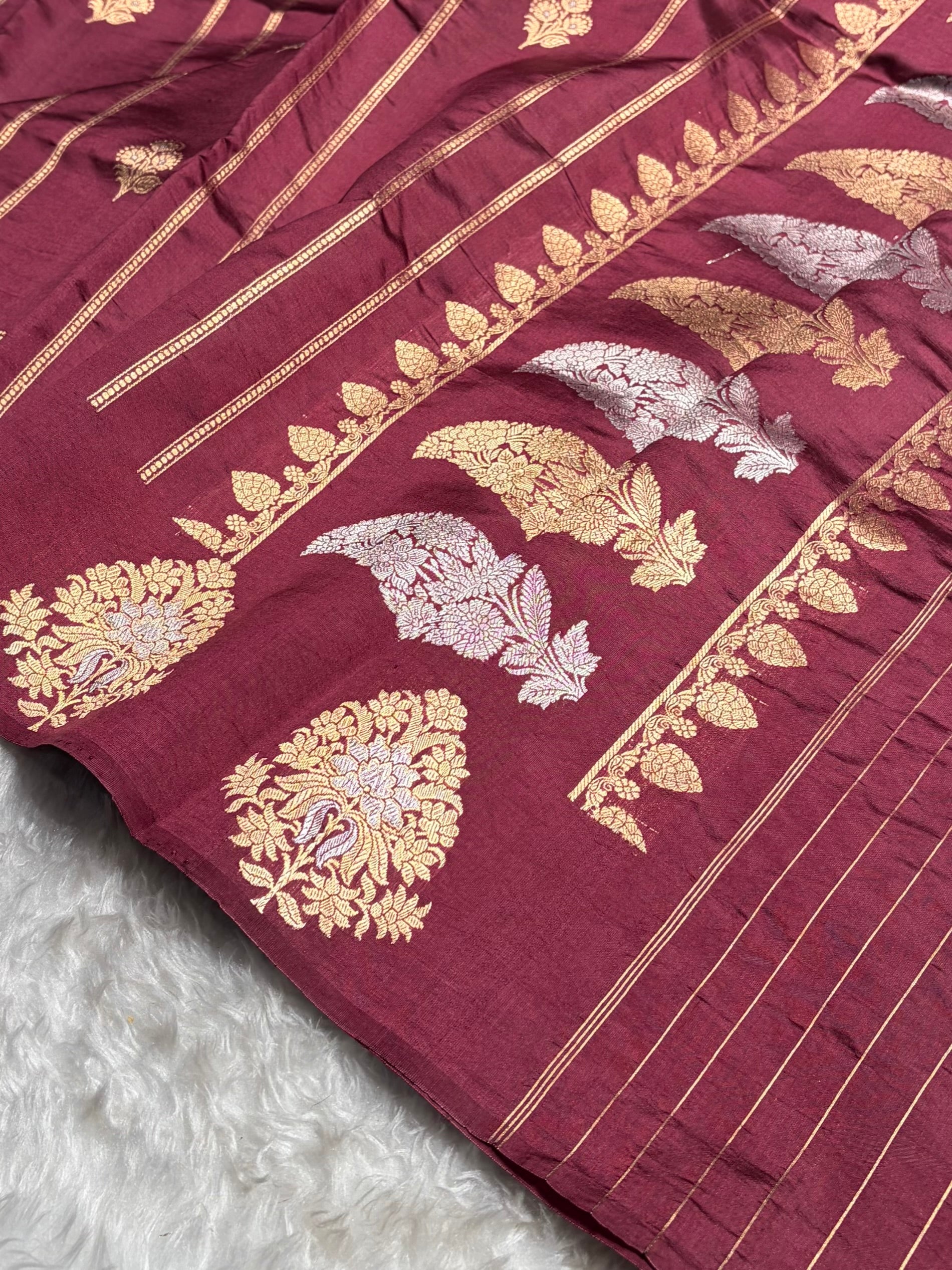 Copper Shades Banarasi Handwoven Pure Paper Katan Silk RM-66