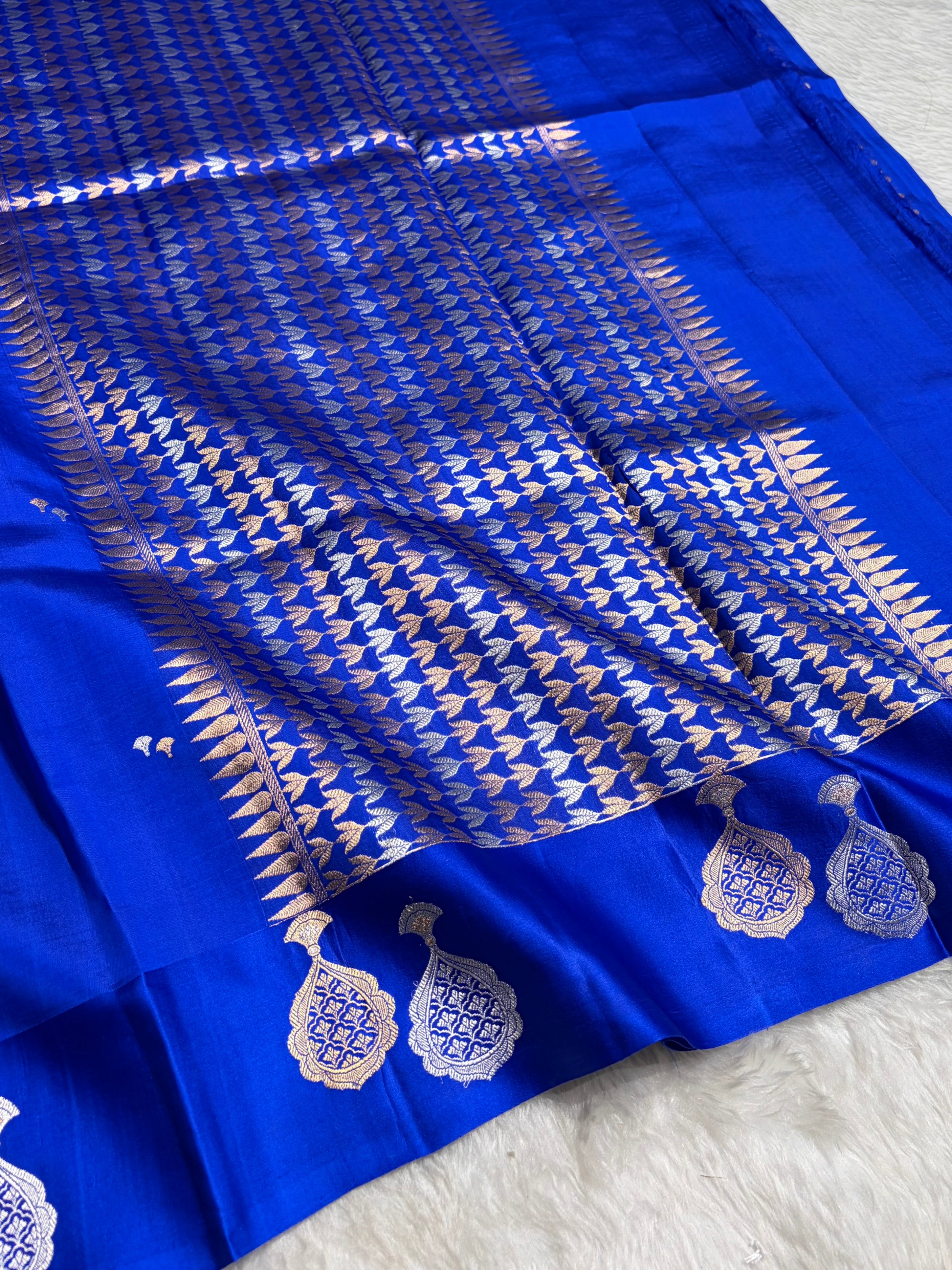 Royal Blue Shades Handwoven Pure Raw Mango Silk RM-60