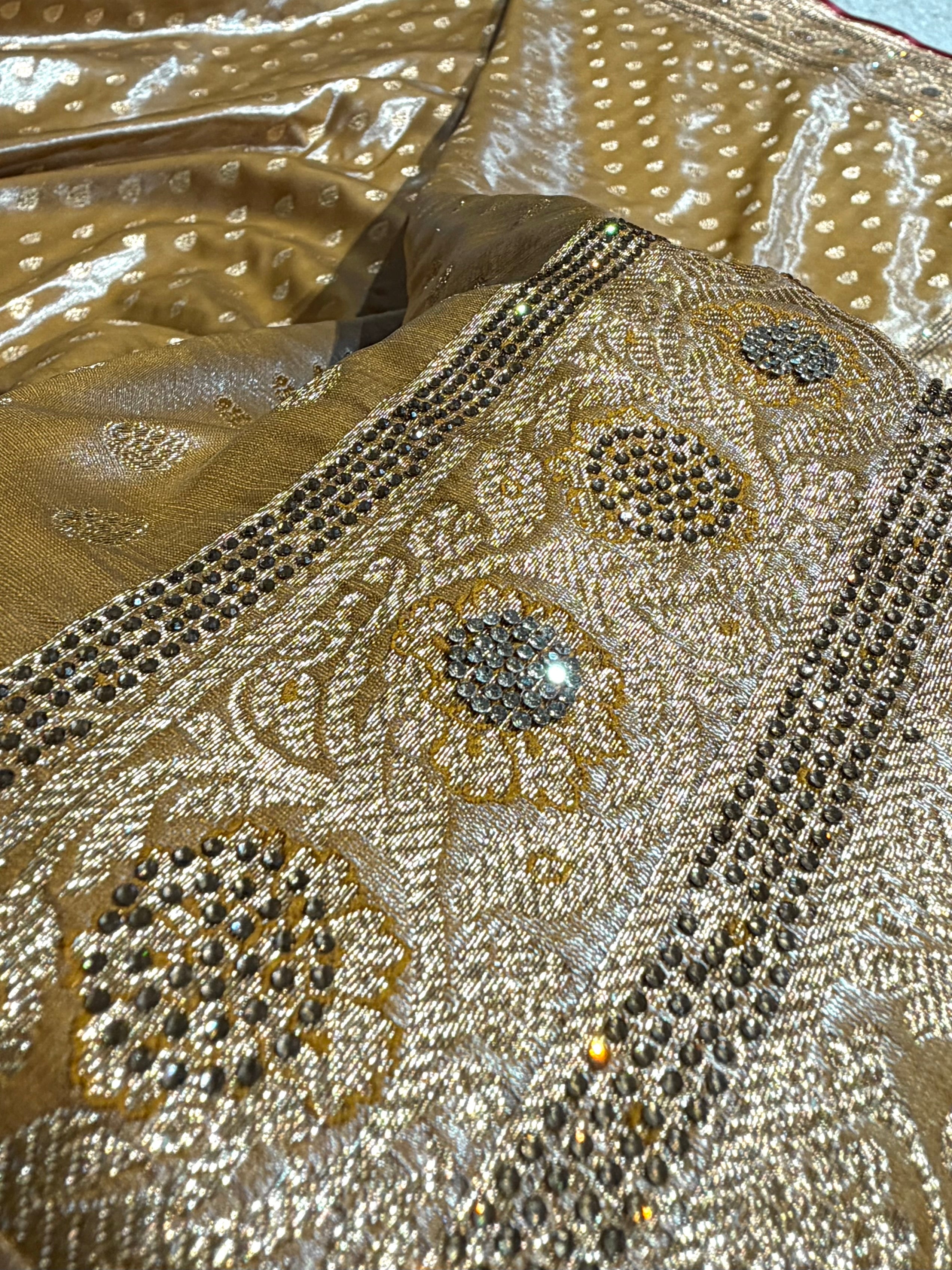 Birdal Satin Silk Booti in Beige Shades BSS01 (w)