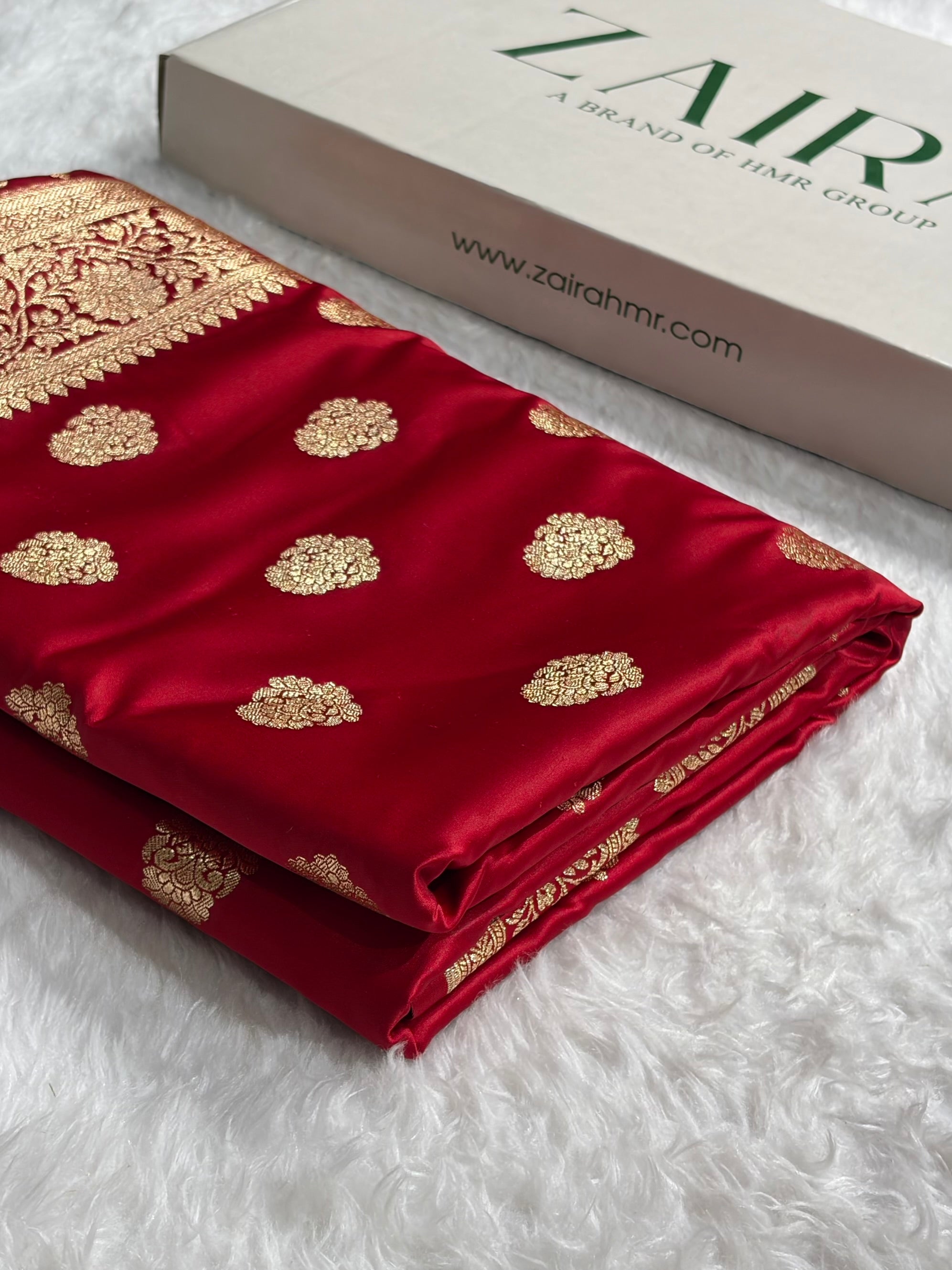 Banarasi Satin Katan Saree With Boota in Maroon Shades SK109