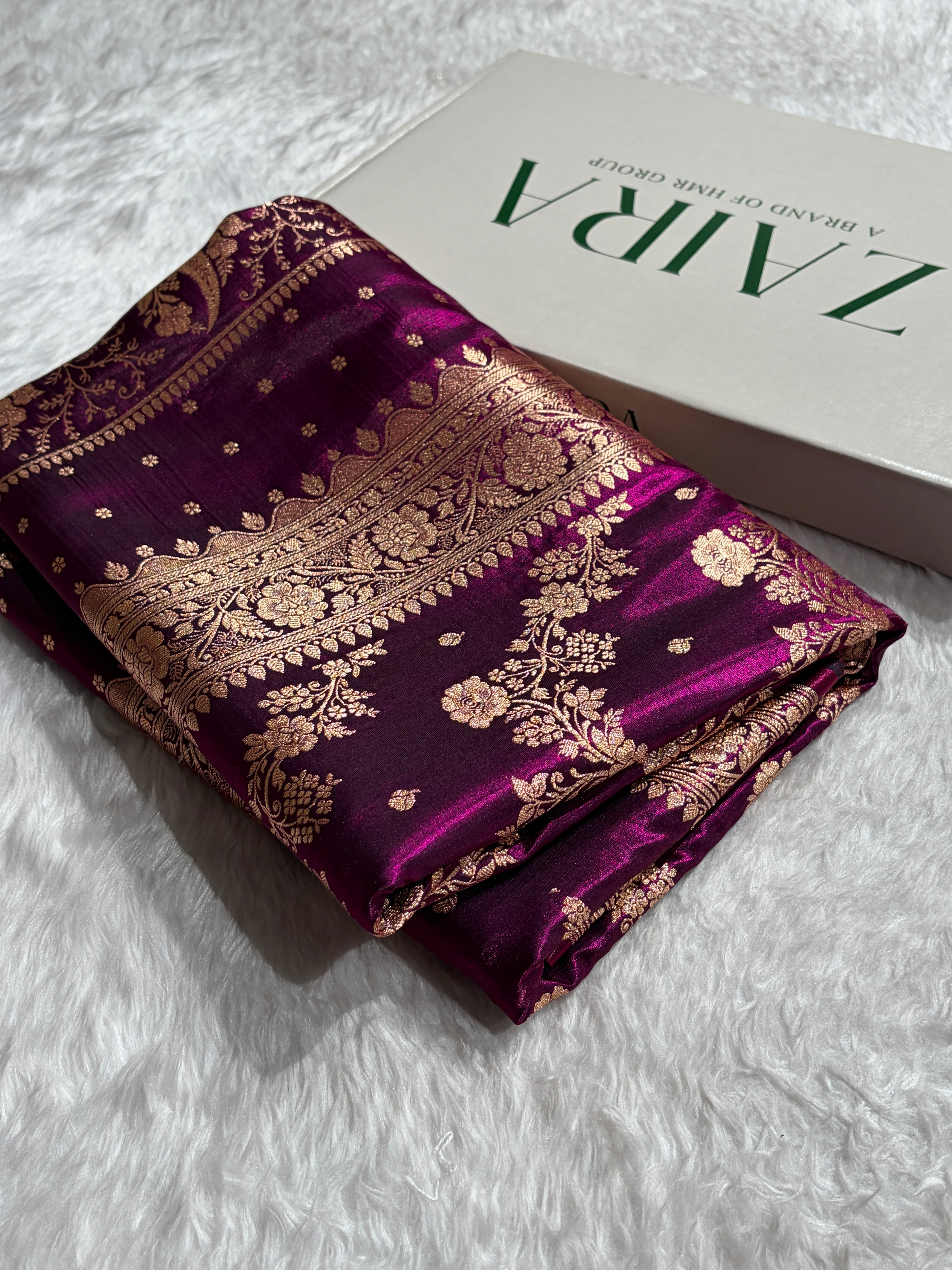 Satin Silk Saree Banarasi Cross with booti In Wine Shades SS22