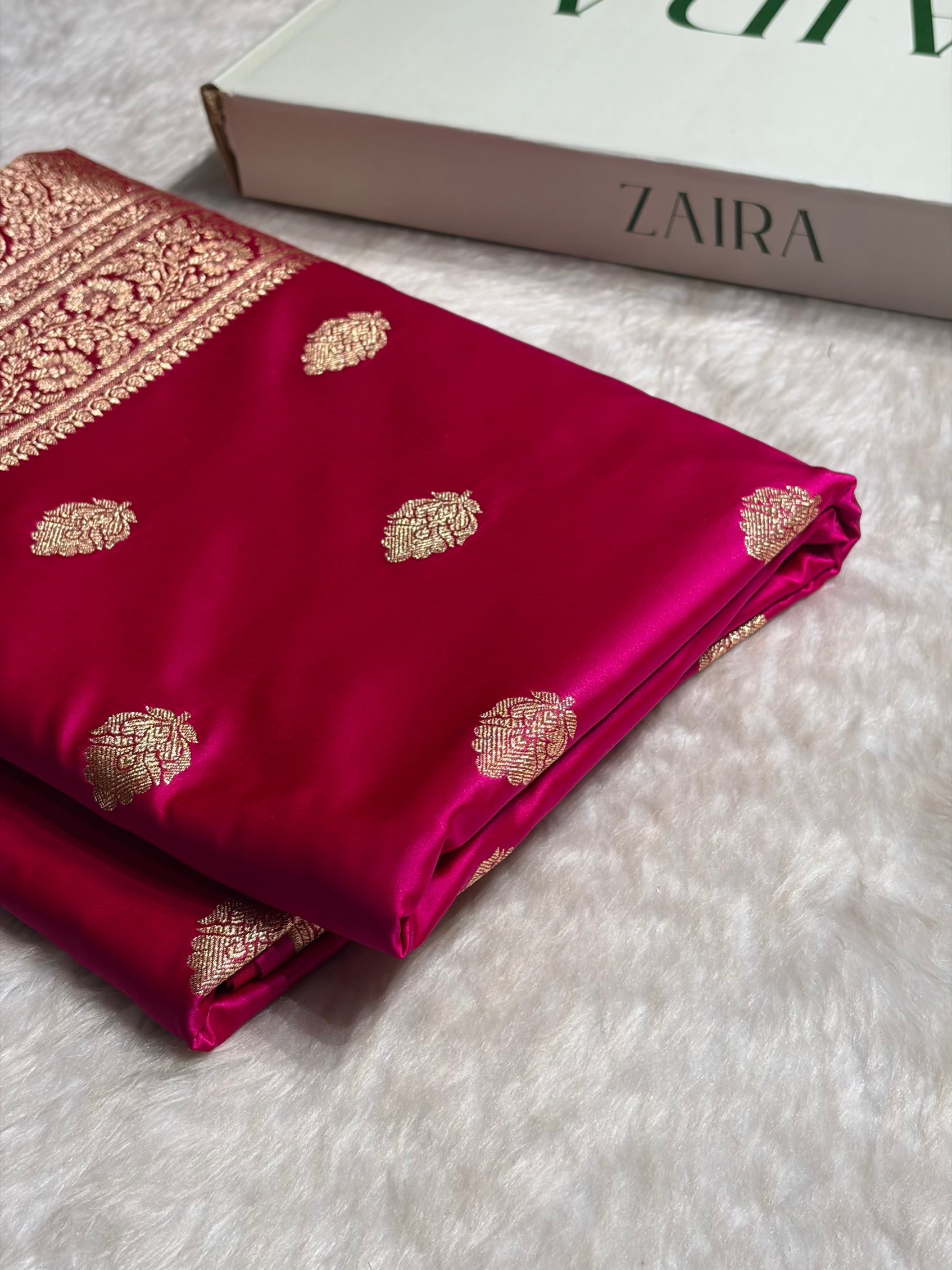 Rani Booti Pattern Satin Katan Silk Saree SK65