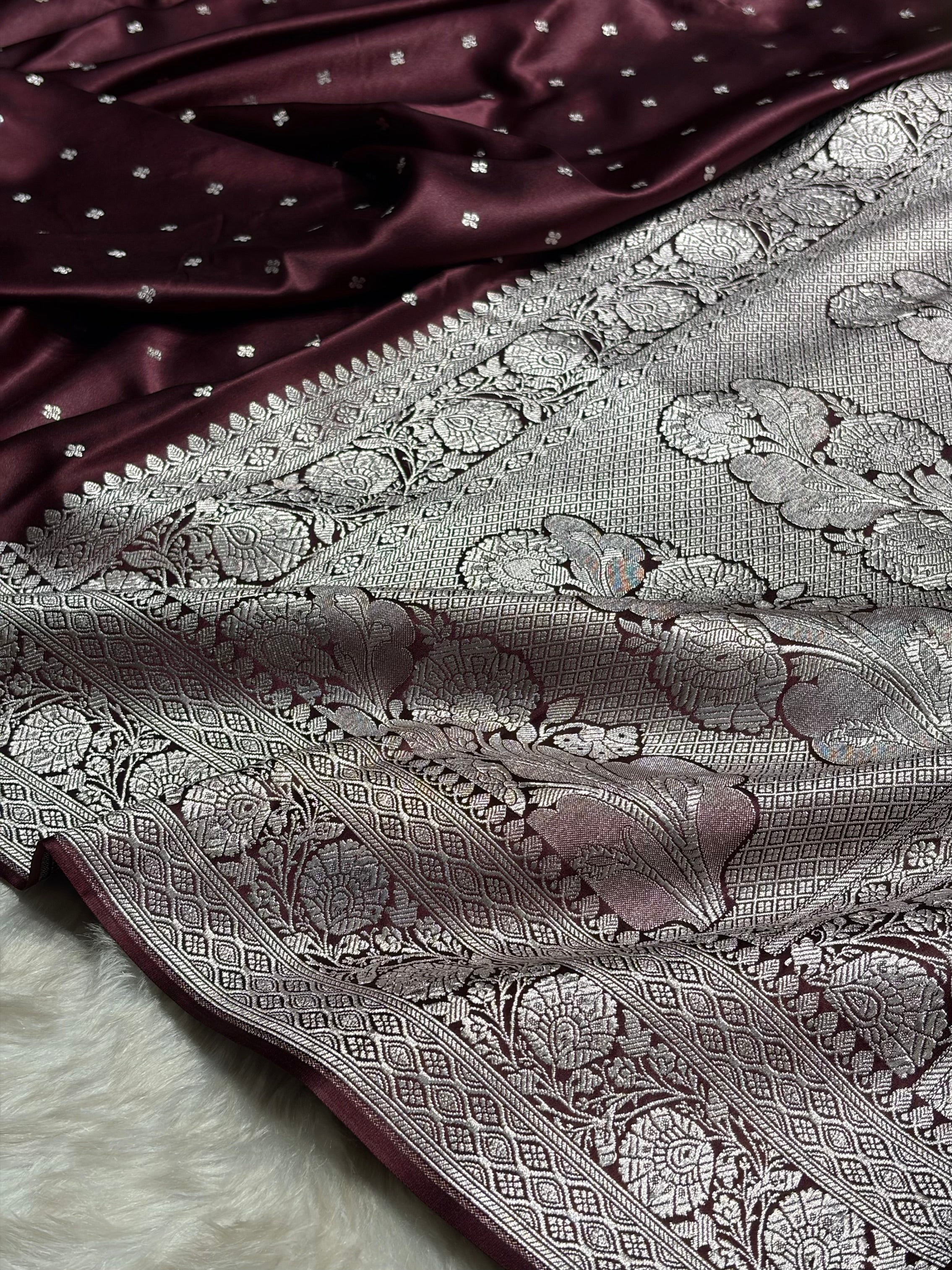 Garnet Shade Booti Mashru Silk Saree MS38