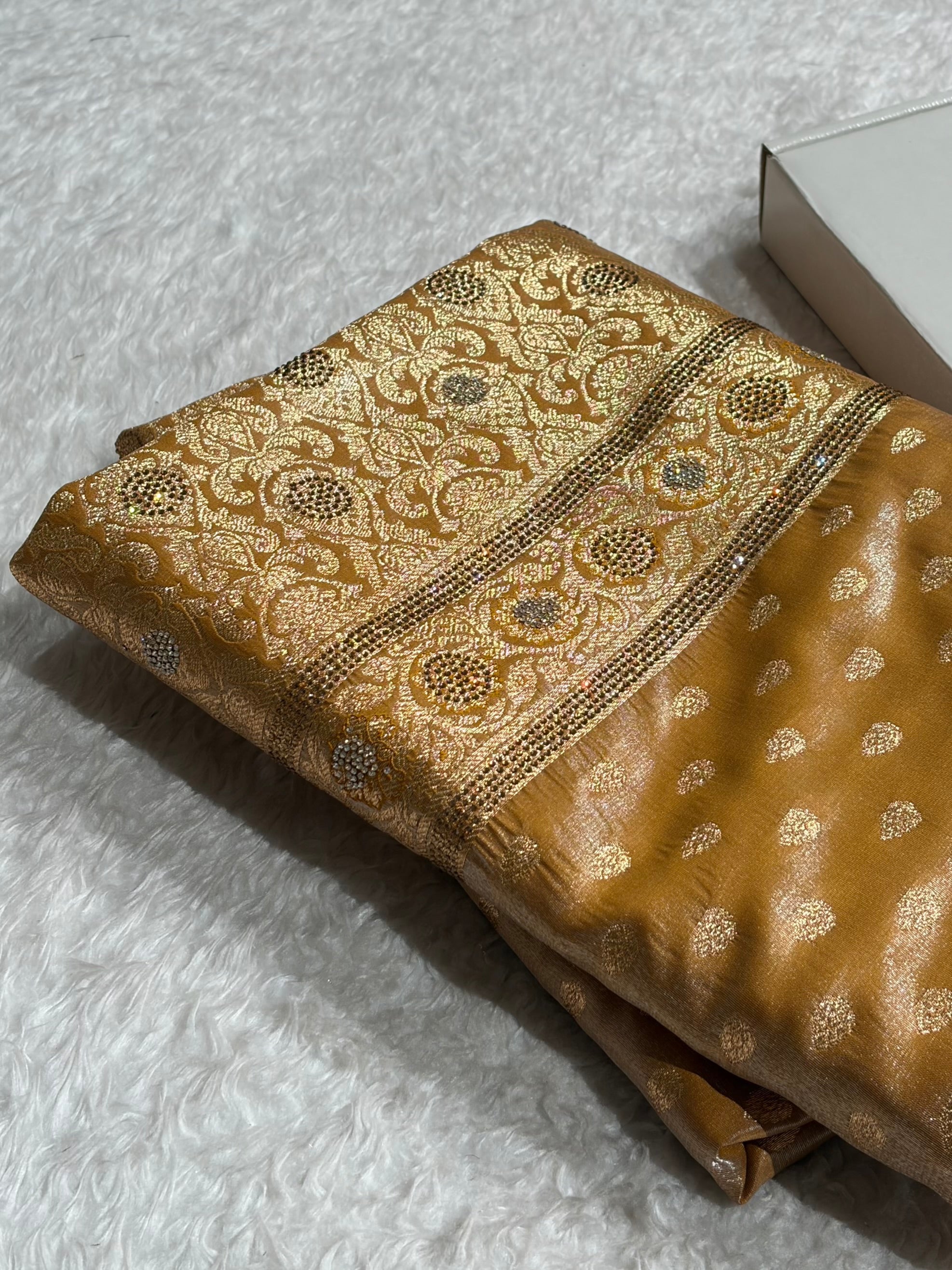 Birdal Satin Silk Booti in Beige Shades BSS01 (R)