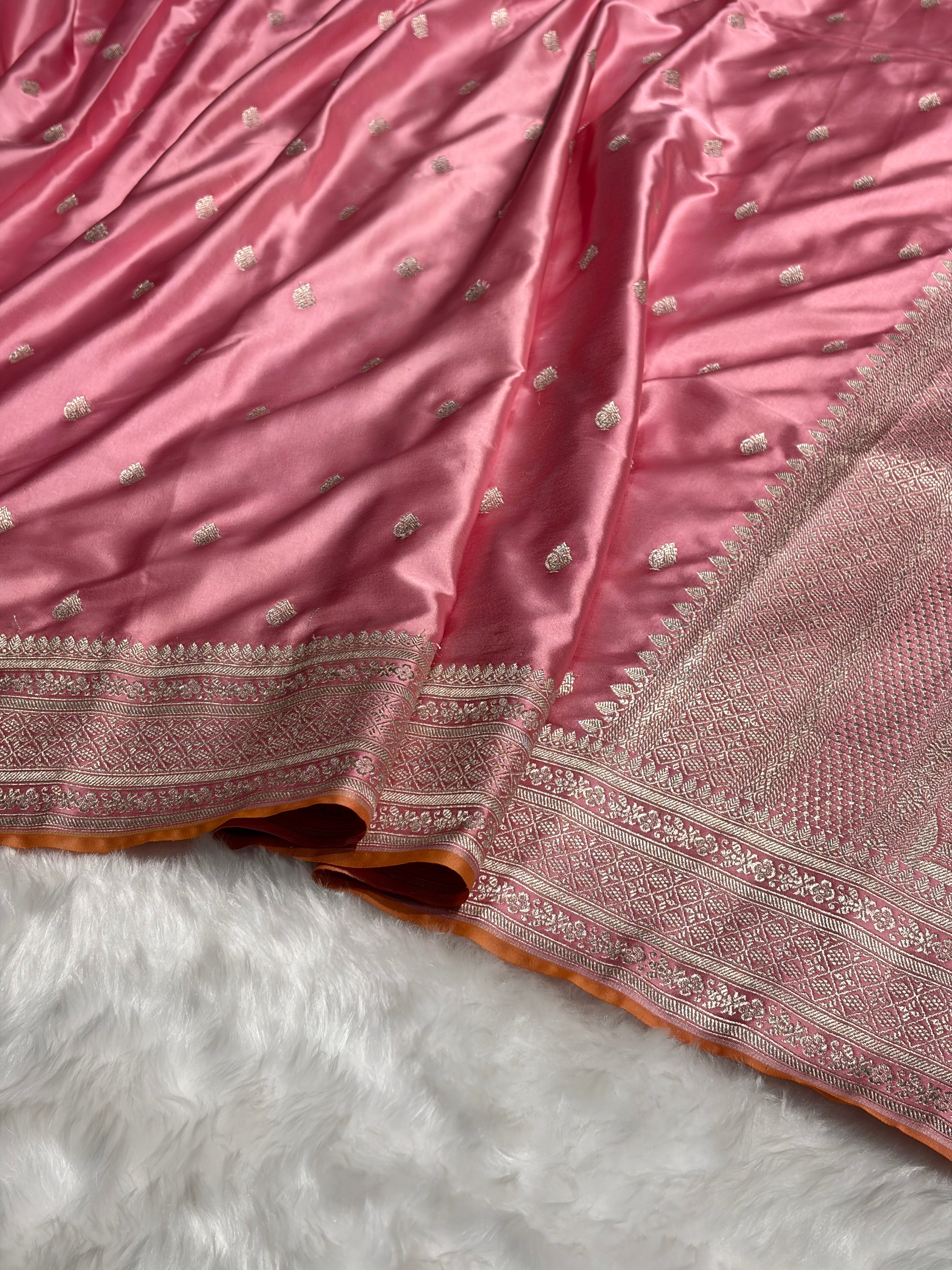 Baby Pink Shades Mashru Silk Booti MS39