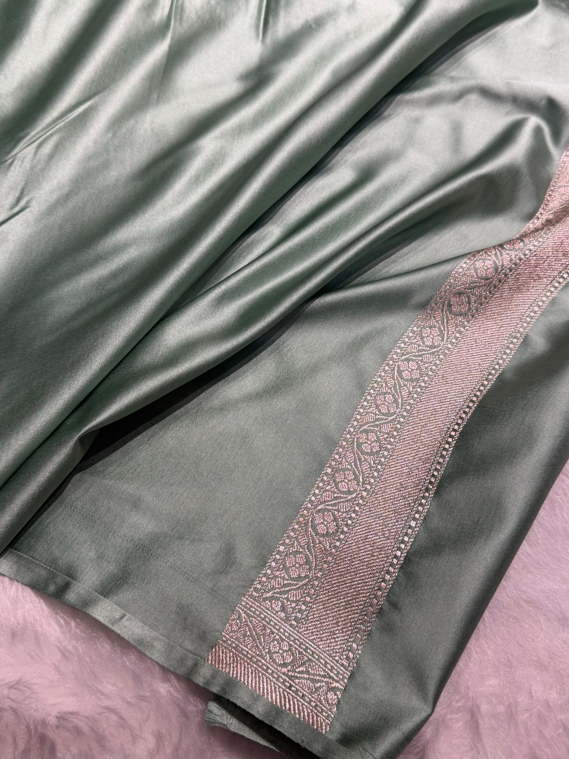 Mint Sea Green Minakari Jaal Mashru Silk Saree MS08