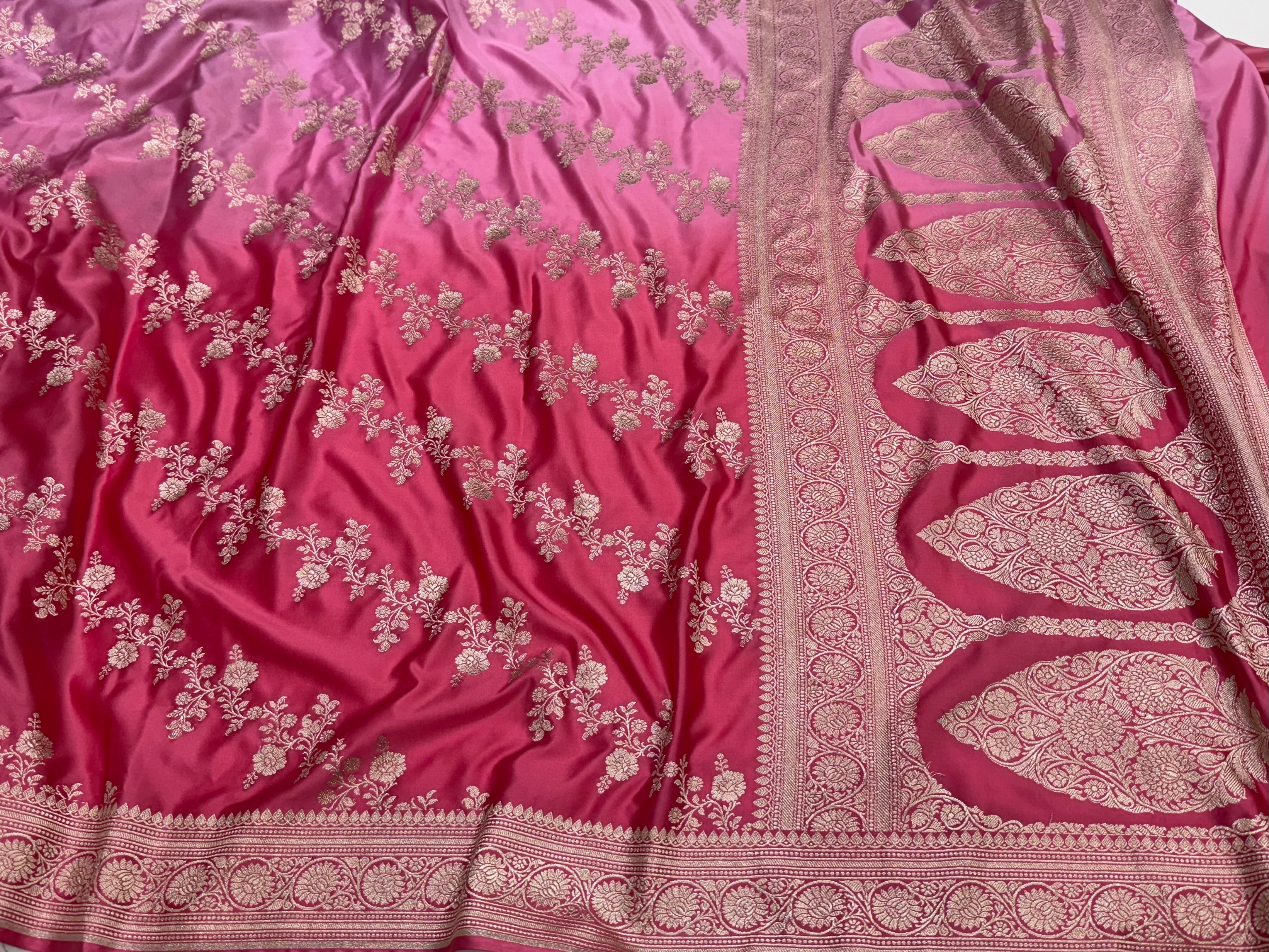 Ombre Pink Mashru Silk Saree